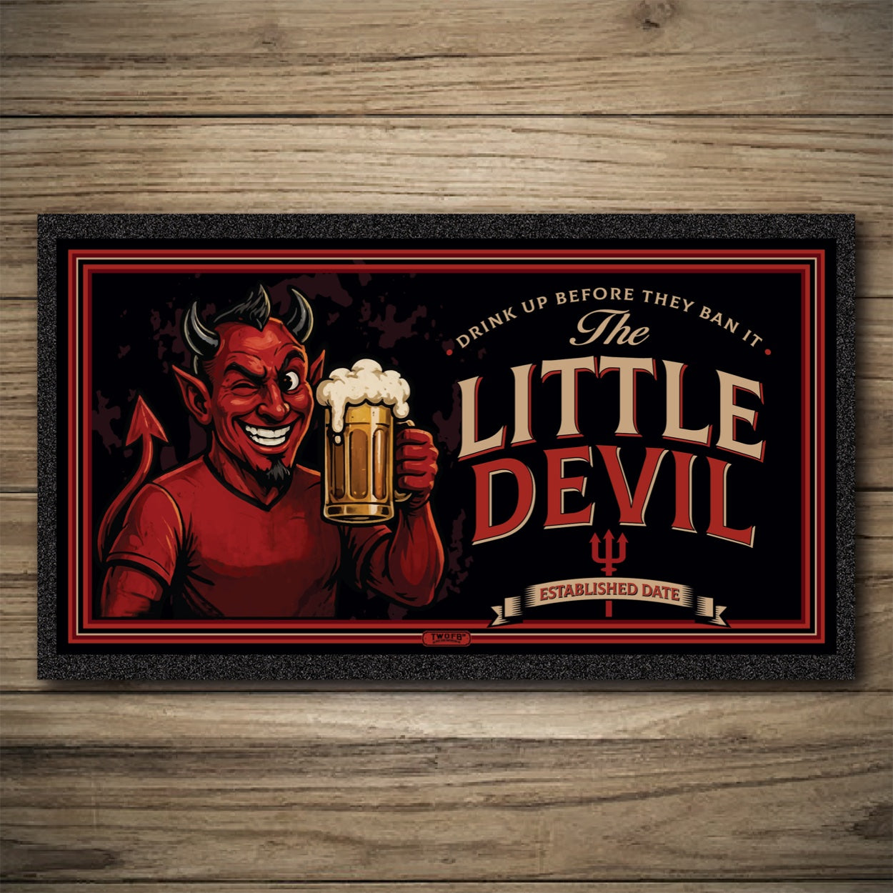 Personalised Bar Mats | Drip Mats | Custom Bar Runners | Little Red Devil