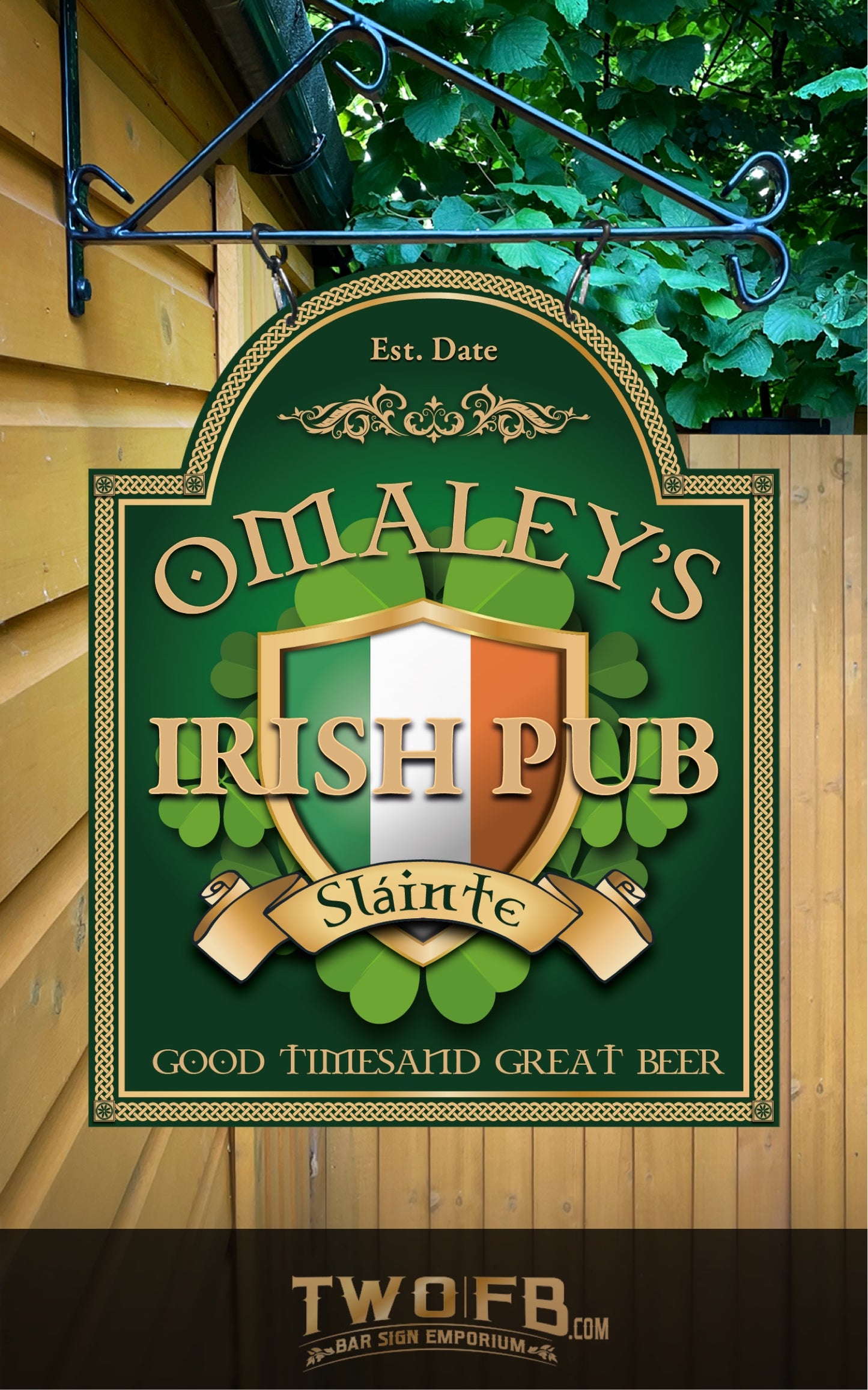 O'Maley's Irish Pub Sign | Personalised Pub Sign | Hanging Pub Signs