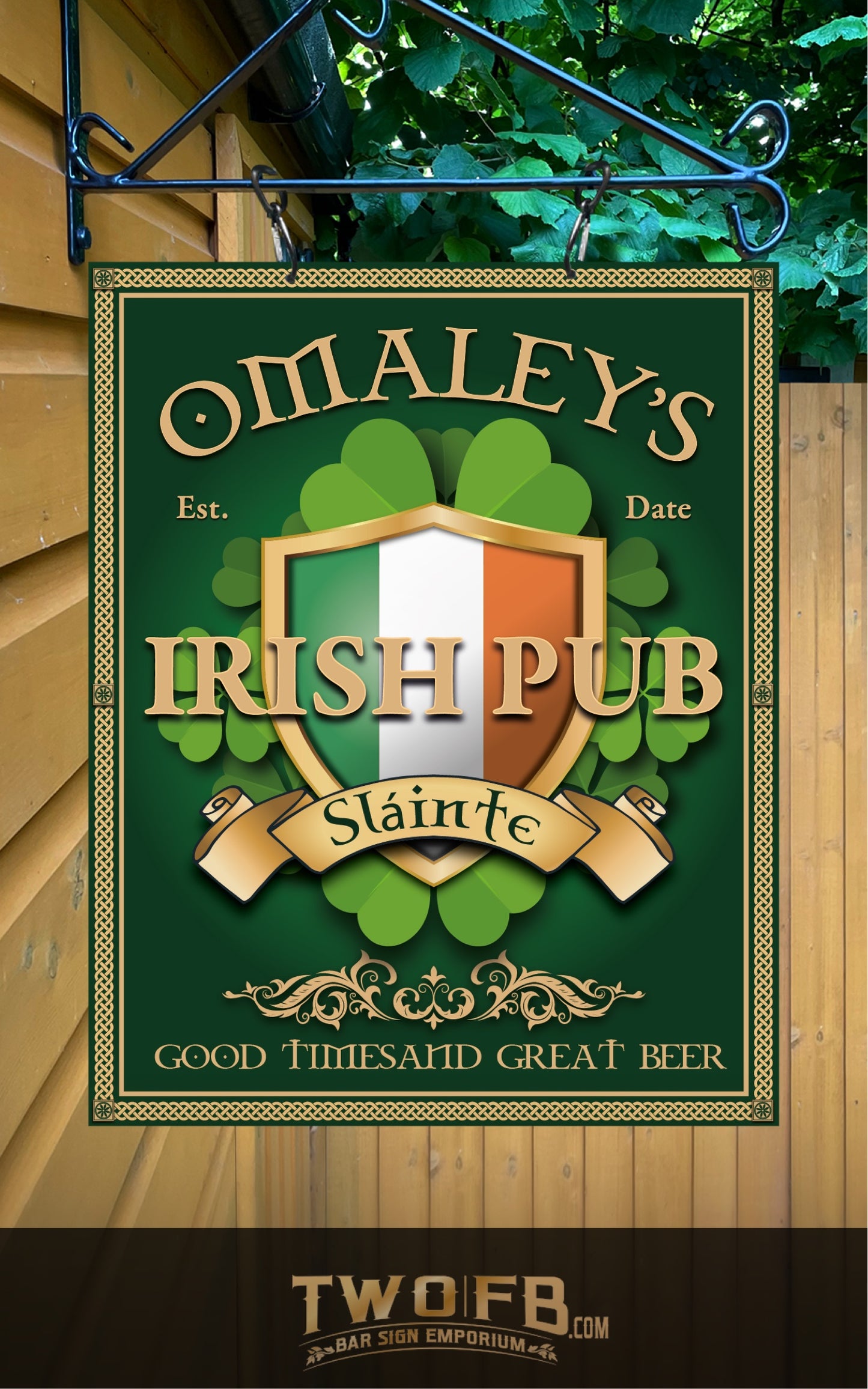 O'Maley's Irish Pub Sign | Personalised Pub Sign | Hanging Pub Signs