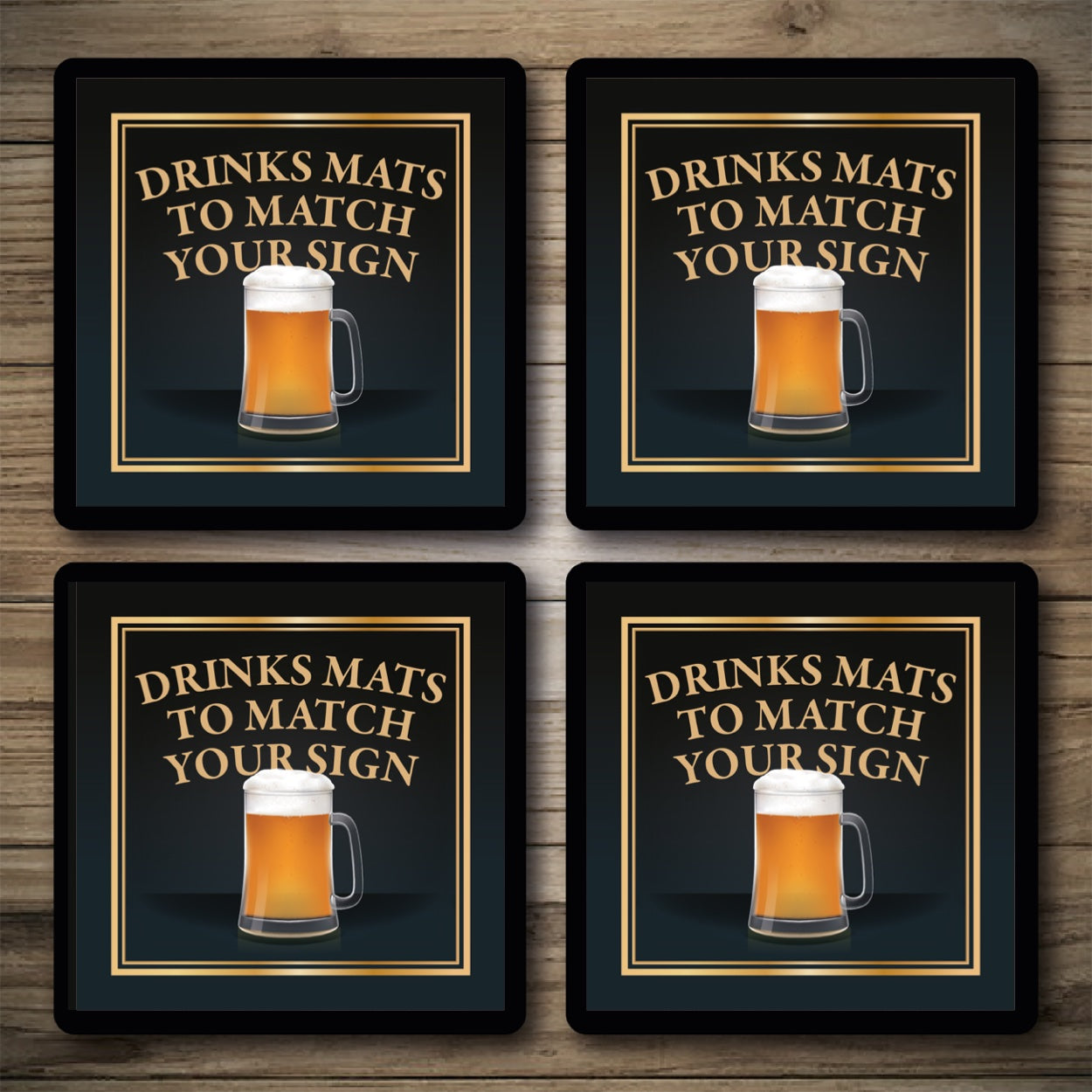 Bar Mats & Bar Coasters to match your bar sign.