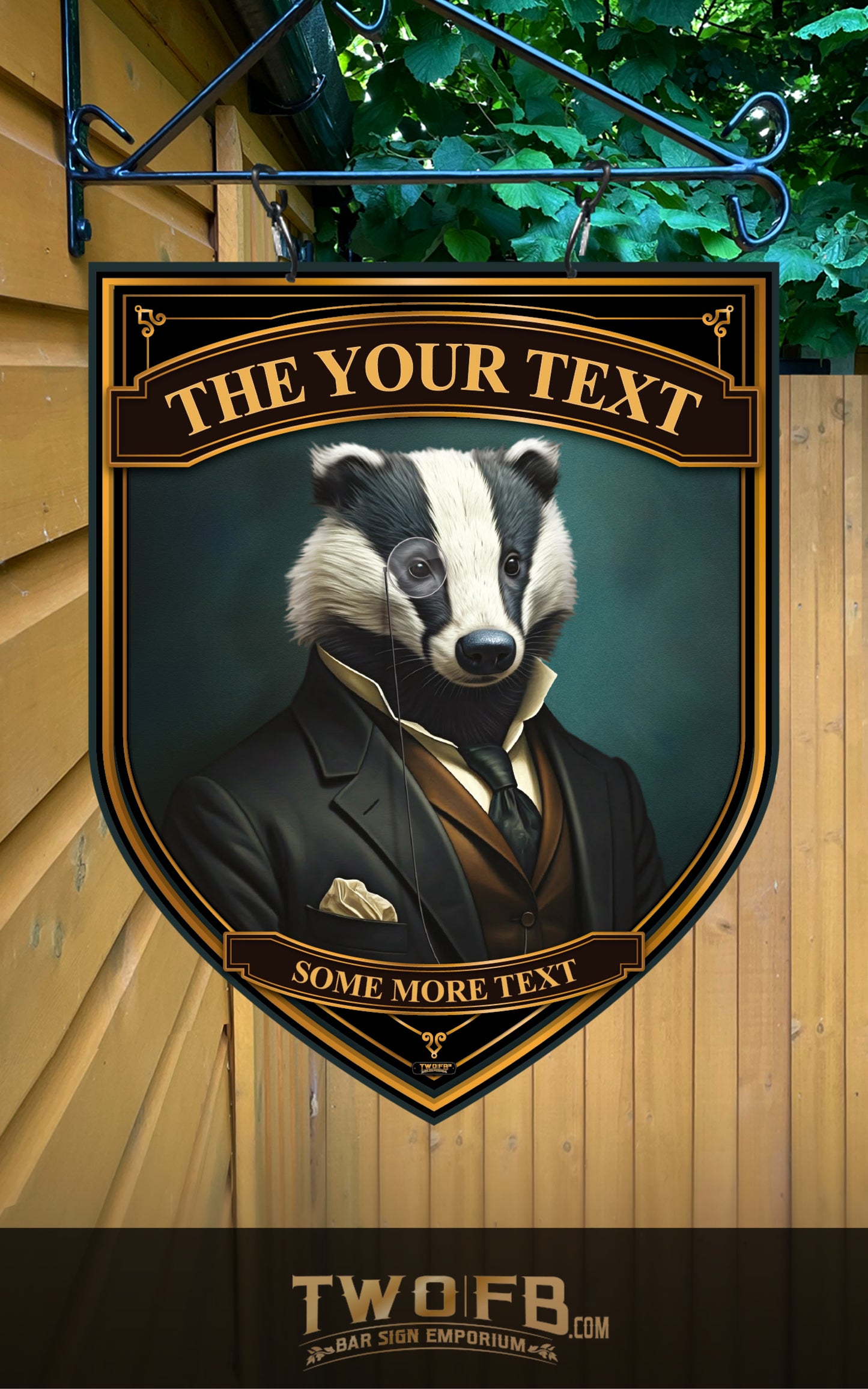 The Snooty Badger, Custom bar sign, hanging pub sign, Bar sign, pub sign, Personalised bar sign, Funny bar sign, home bar signs uk, bar signs uk, bar signs.co.uk, custom pub sign uk, pub sign design, outdoor bar signs
 