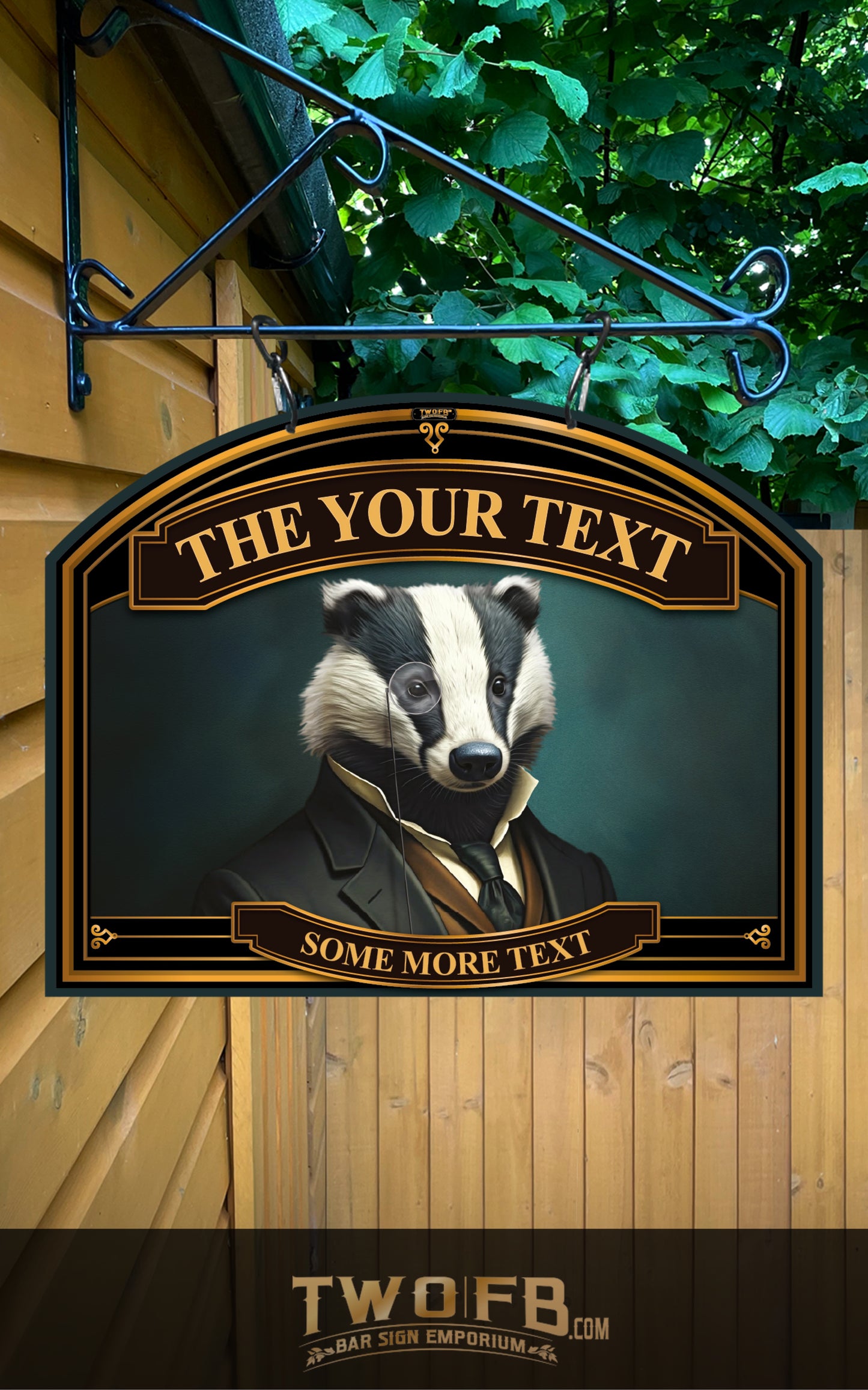 The Snooty Badger, Custom bar sign, hanging pub sign, Bar sign, pub sign, Personalised bar sign, Funny bar sign, home bar signs uk, bar signs uk, bar signs.co.uk, custom pub sign uk, pub sign design, outdoor bar signs
 