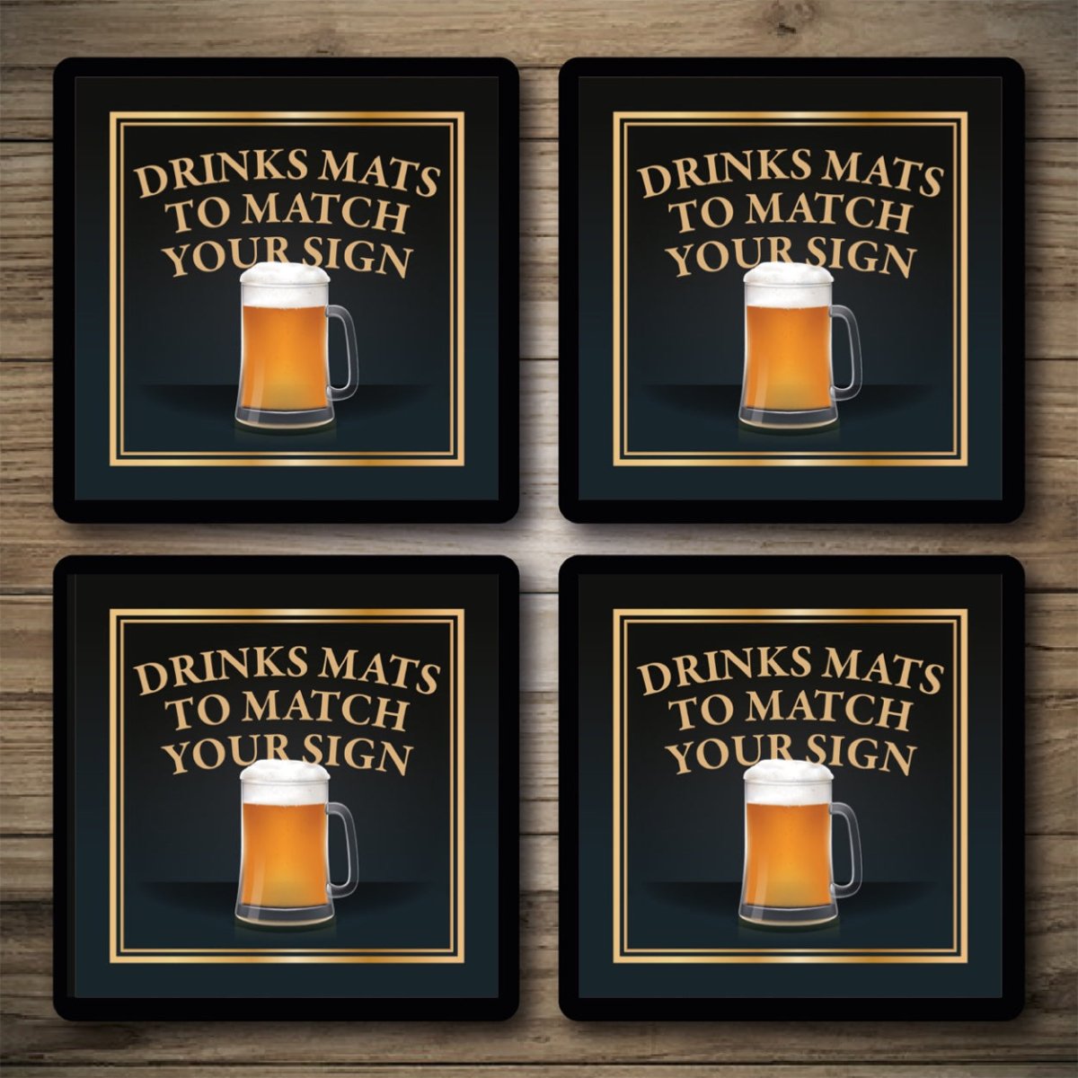 Bar Mats & Bar Coasters to match your bar sign. Custom Signs from Two Fat Blokes Ltd signs for bars