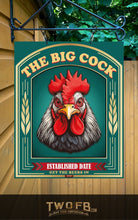 Load image into Gallery viewer, Decorative sign with a rooster illustration and text on a green background.
