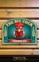 Load image into Gallery viewer, Decorative sign with a rooster illustration and text on a wooden background
