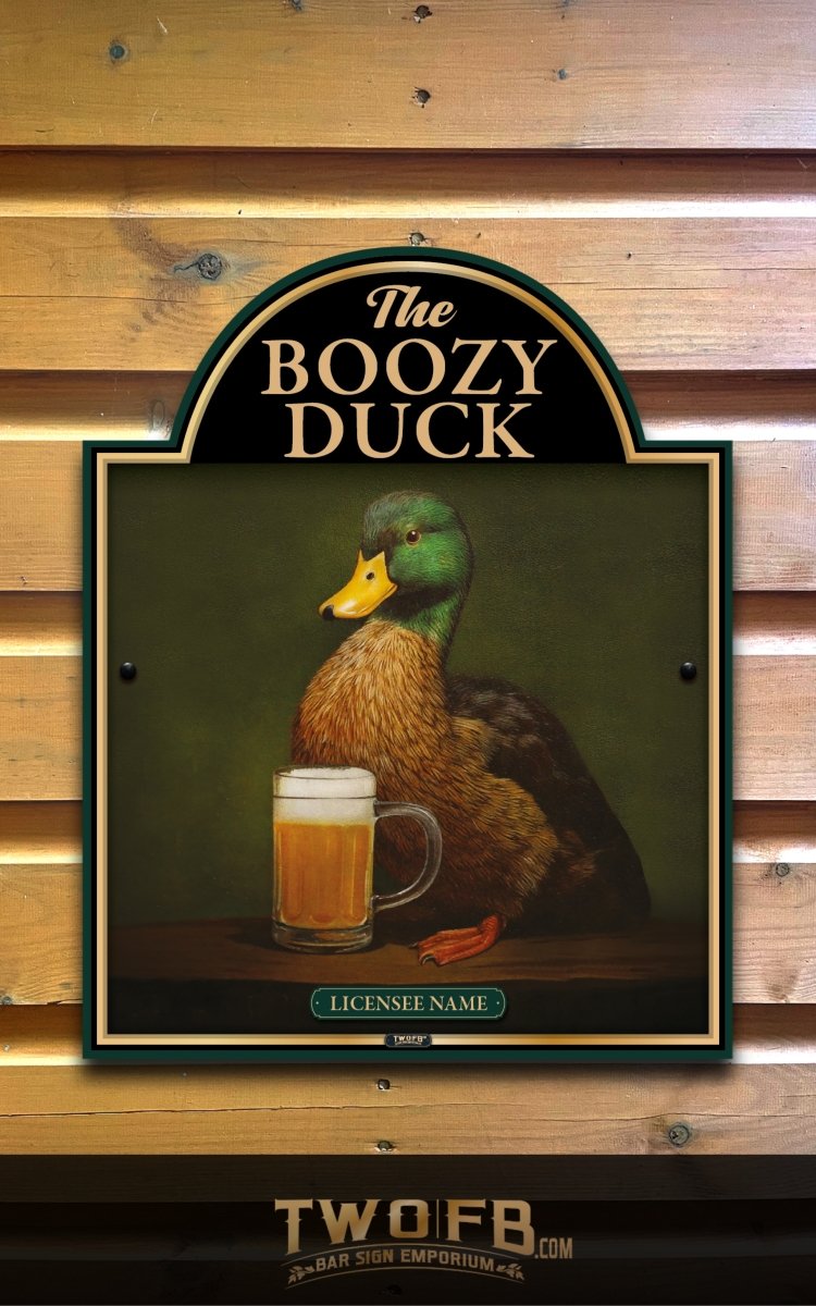 Boozy Duck, Custom bar sign, hanging pub sign, Bar sign, pub sign, Personalised bar sign, Funny bar sign, home bar signs uk, bar signs uk, bar signs.co.uk, custom pub sign uk, pub sign design, outdoor bar signs
 