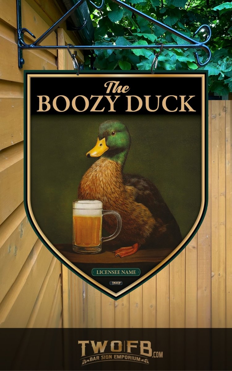 Boozy Duck, Custom bar sign, hanging pub sign, Bar sign, pub sign, Personalised bar sign, Funny bar sign, home bar signs uk, bar signs uk, bar signs.co.uk, custom pub sign uk, pub sign design, outdoor bar signs
 