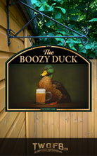 Load image into Gallery viewer, Boozy Duck, Custom bar sign, hanging pub sign, Bar sign, pub sign, Personalised bar sign, Funny bar sign, home bar signs uk, bar signs uk, bar signs.co.uk, custom pub sign uk, pub sign design, outdoor bar signs
 
