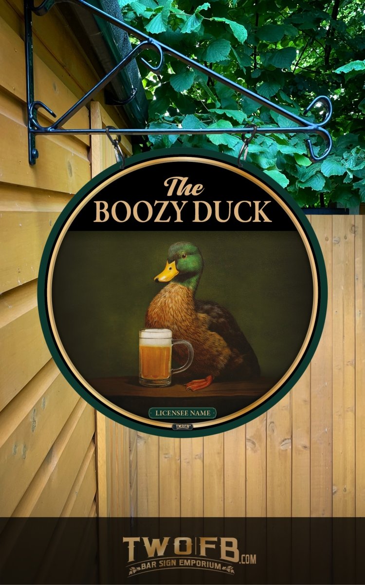 Boozy Duck, Custom bar sign, hanging pub sign, Bar sign, pub sign, Personalised bar sign, Funny bar sign, home bar signs uk, bar signs uk, bar signs.co.uk, custom pub sign uk, pub sign design, outdoor bar signs
 