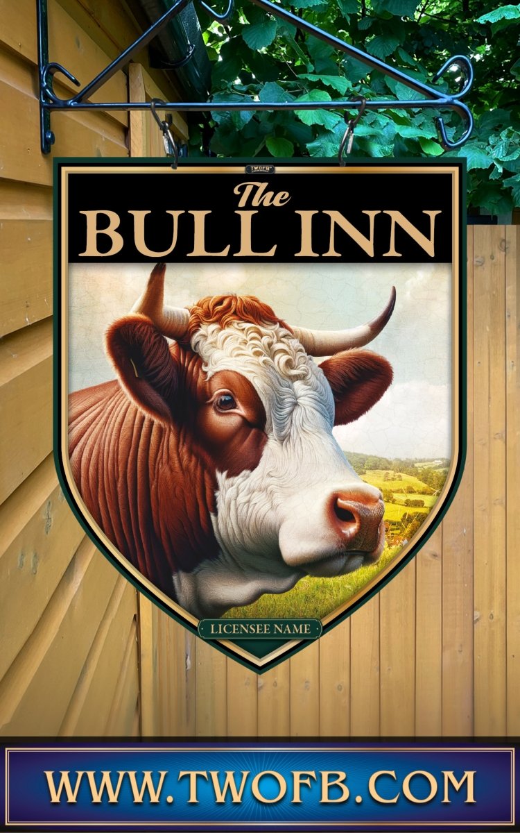 Bull Inn, Custom bar sign, hanging pub sign, Bar sign, pub sign, Personalised bar sign, Funny bar sign, home bar signs uk, bar signs uk, bar signs.co.uk, custom pub sign uk, pub sign design, outdoor bar signs
 
