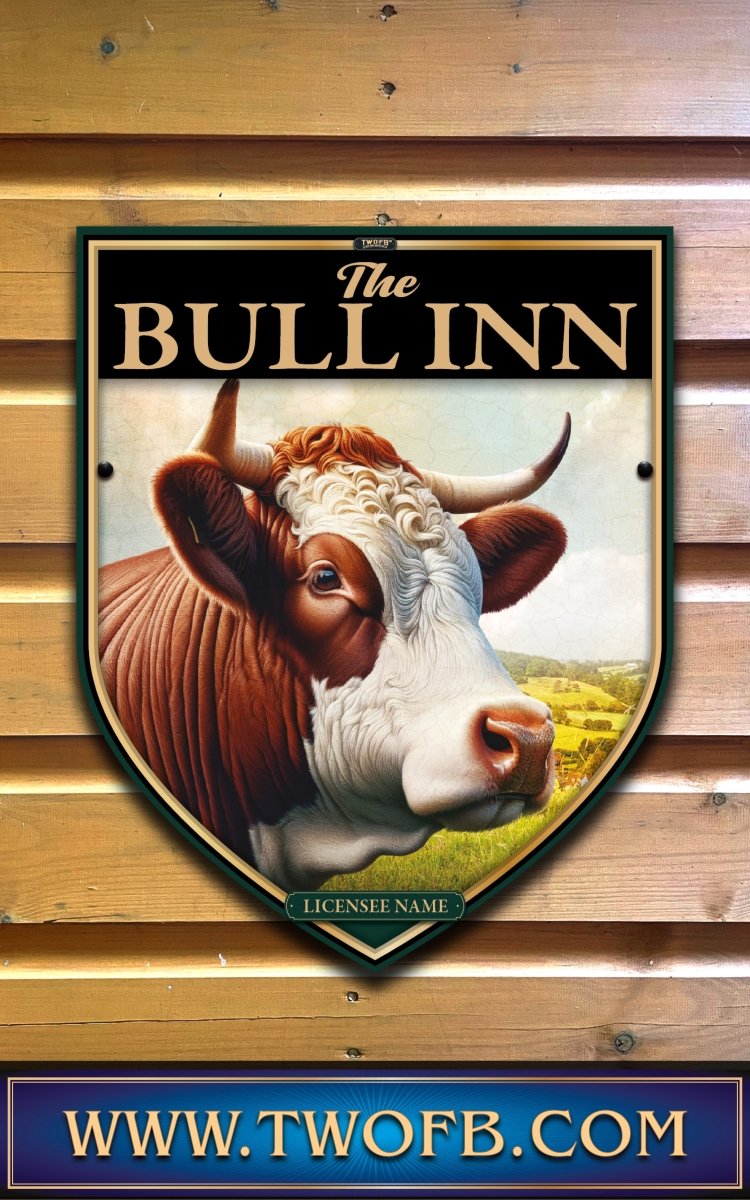Bull Inn, Custom bar sign, hanging pub sign, Bar sign, pub sign, Personalised bar sign, Funny bar sign, home bar signs uk, bar signs uk, bar signs.co.uk, custom pub sign uk, pub sign design, outdoor bar signs
 
