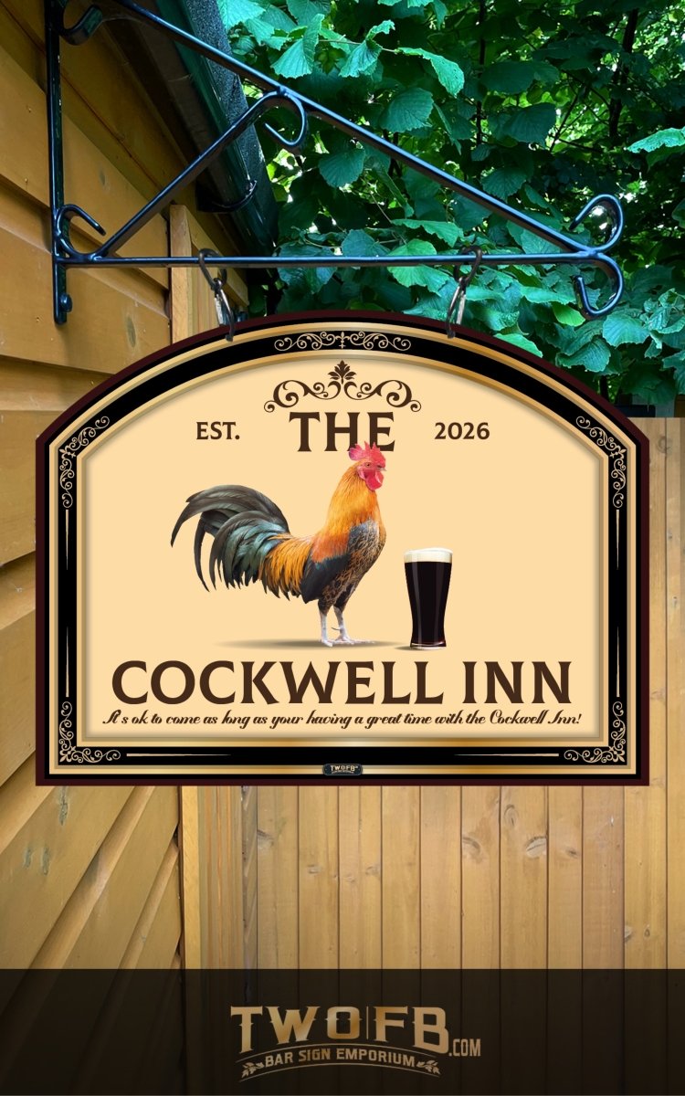 Cockwell Inn | Personalised Home Bar Sign | Pub Signage Custom Signs from Two Fat Blokes Ltd signs for bars