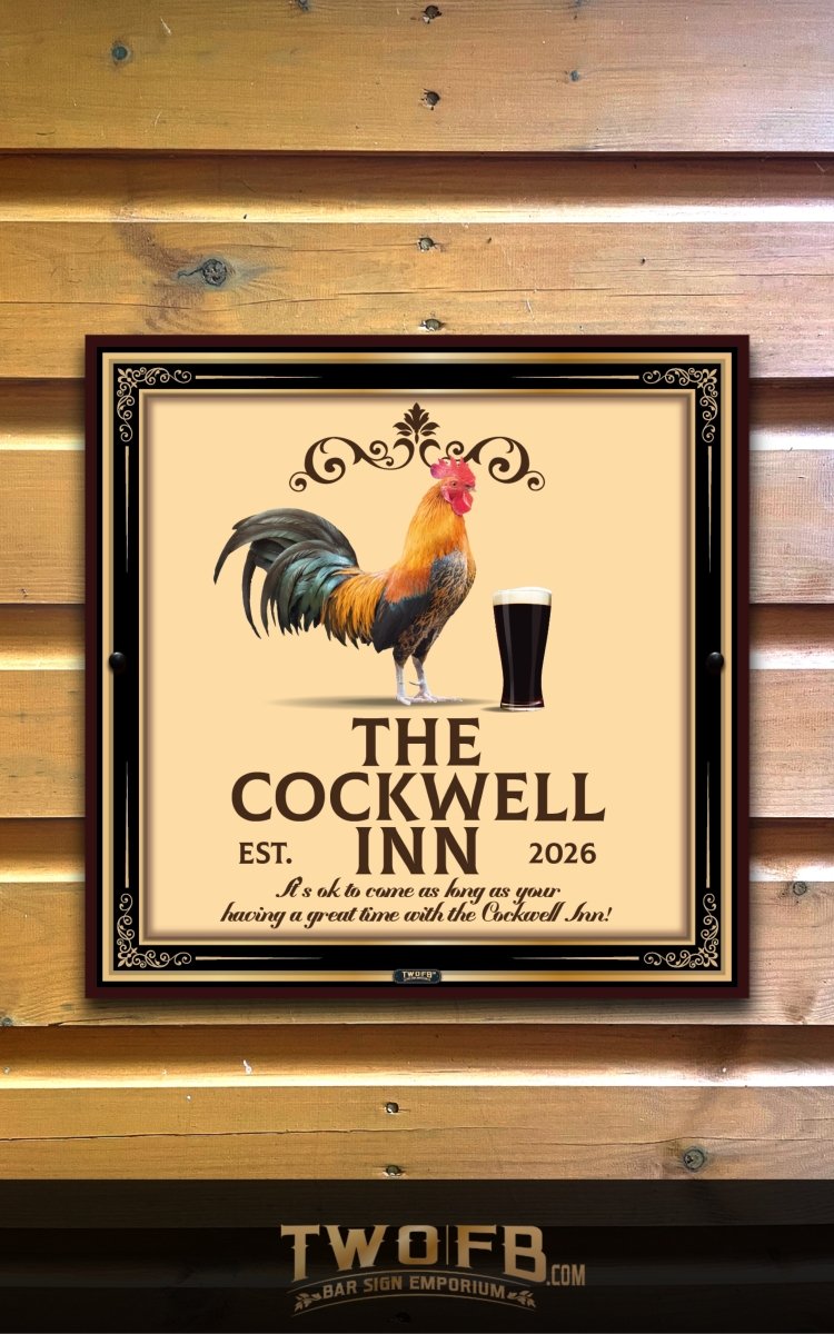 Cockwell Inn | Personalised Home Bar Sign | Pub Signage Custom Signs from Two Fat Blokes Ltd signs for bars