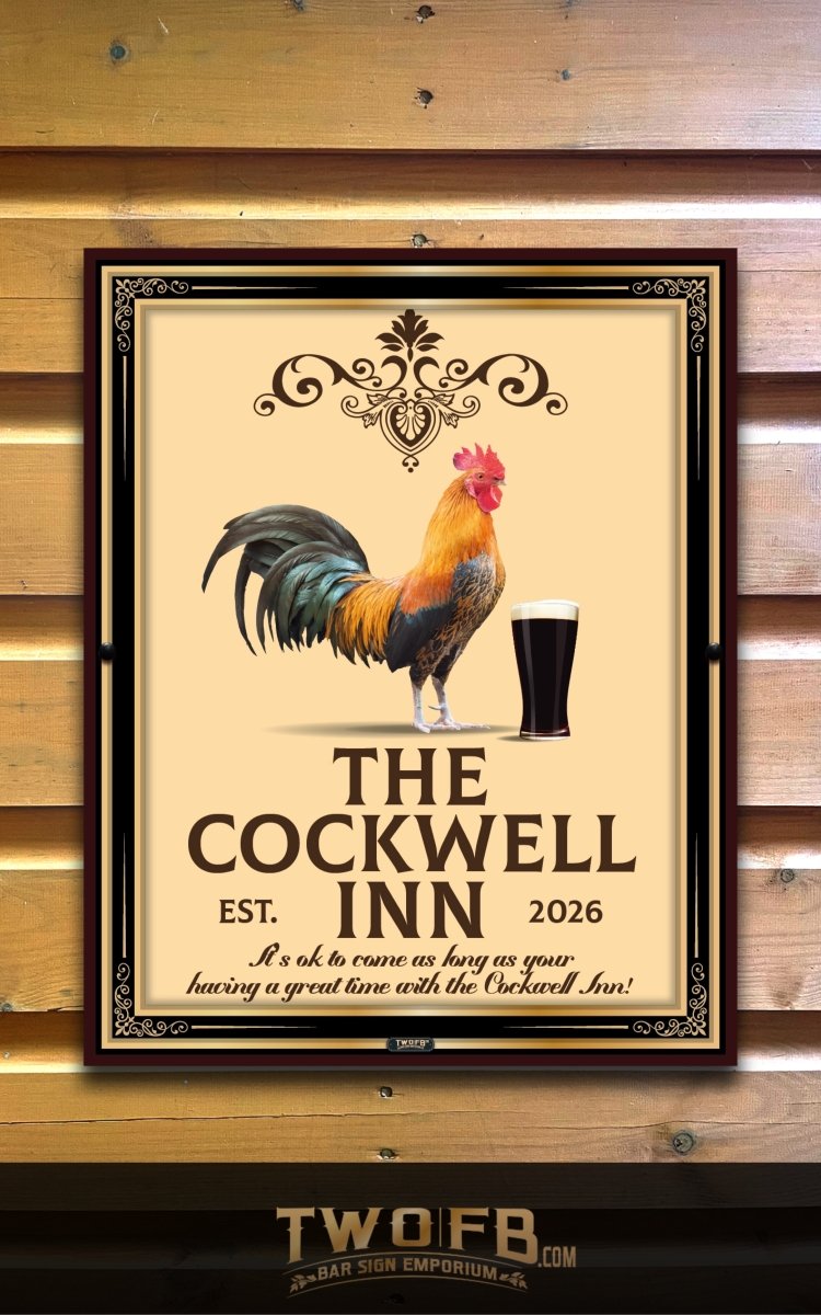 Cockwell Inn | Personalised Home Bar Sign | Pub Signage Custom Signs from Two Fat Blokes Ltd signs for bars