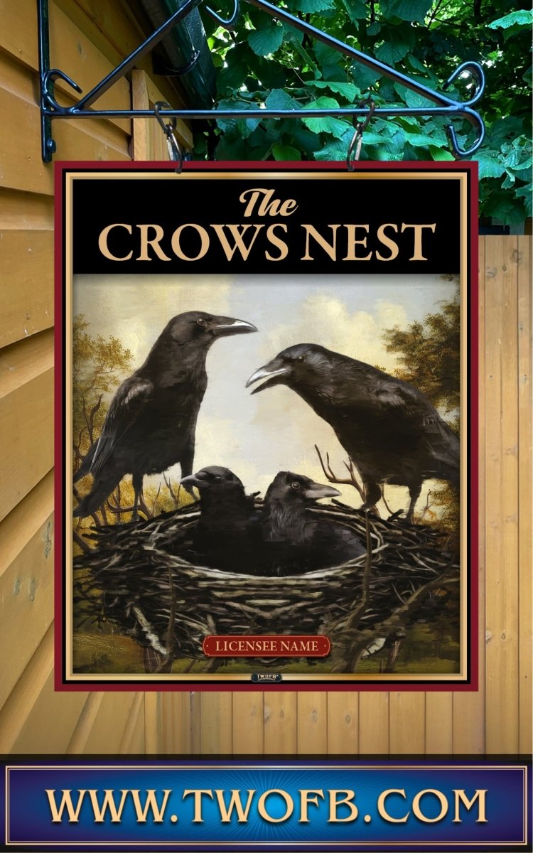 Crows Nest, Custom bar sign, hanging pub sign, Bar sign, pub sign, Personalised bar sign, Funny bar sign, home bar signs uk, bar signs uk, bar signs.co.uk, custom pub sign uk, pub sign design, outdoor bar signs
 
