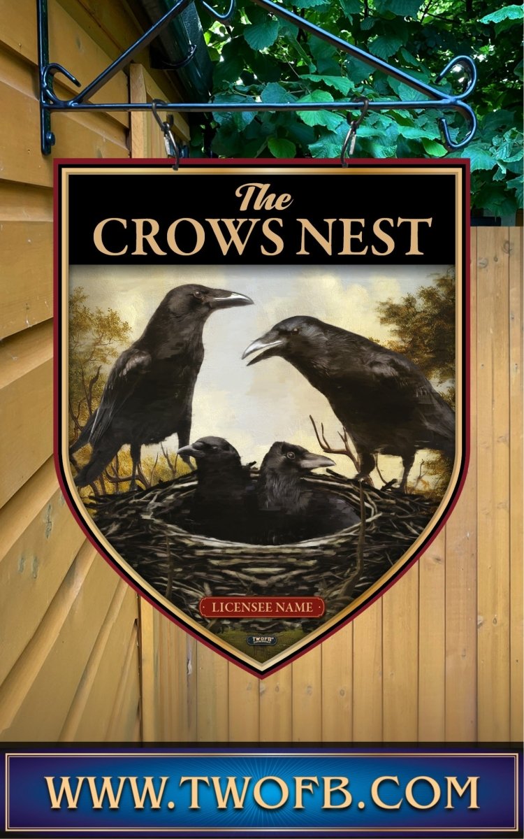 Crows Nest, Custom bar sign, hanging pub sign, Bar sign, pub sign, Personalised bar sign, Funny bar sign, home bar signs uk, bar signs uk, bar signs.co.uk, custom pub sign uk, pub sign design, outdoor bar signs
 
