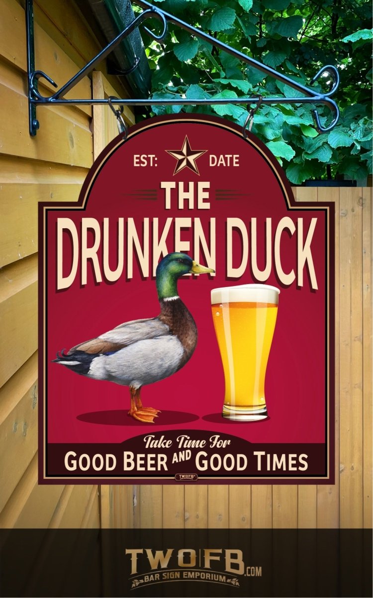 Drunken Duck | Vintage Bar Sign | Pub Signs | funny bar sign | Hanging Signs | Bar Sign