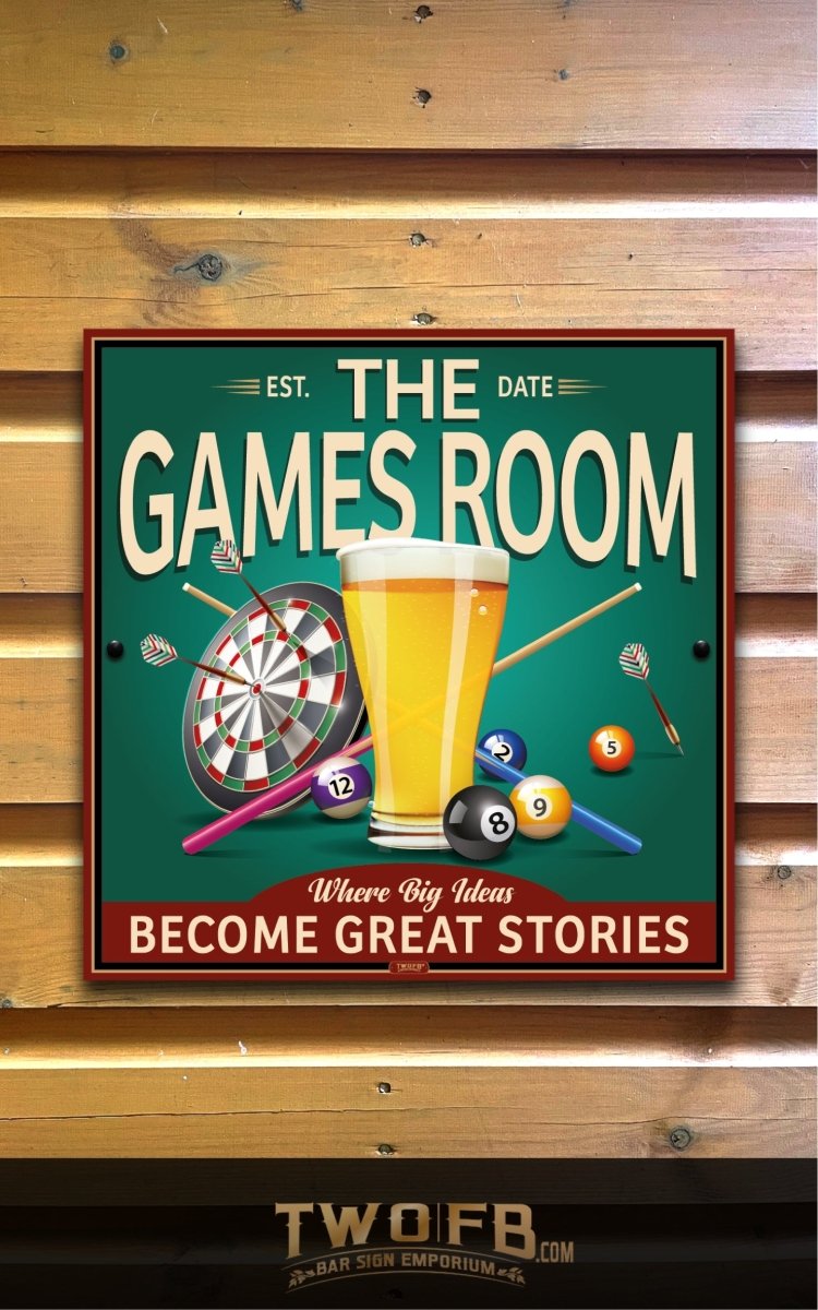 Games Room Man Cave | Personalised Bar Sign | Sports Bar Custom Signs from Two Fat Blokes Ltd signs for bars