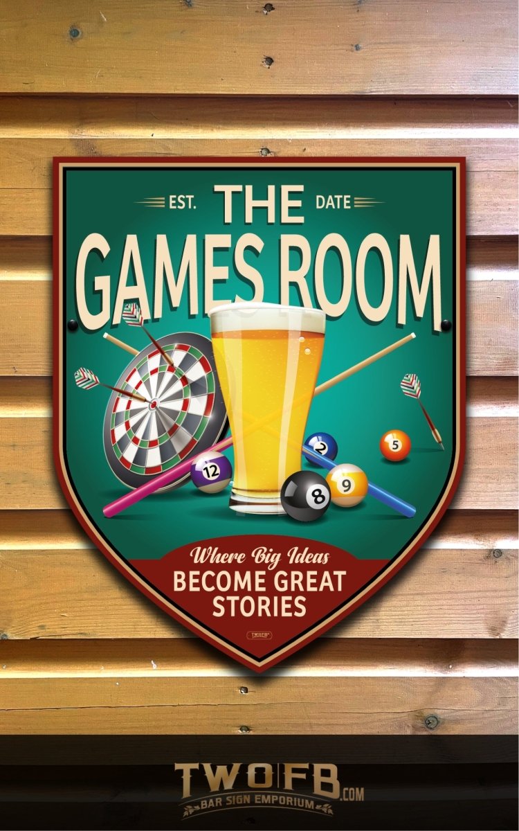Games Room Man Cave | Personalised Bar Sign | Sports Bar Custom Signs from Two Fat Blokes Ltd signs for bars