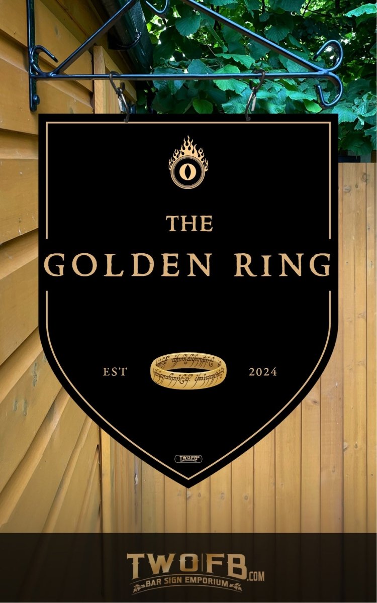 Golden Ring/Pub Sign/Bar Sign/Home bar sign/Pub sign for outside/Custom pub sign/Home Bar/Pub Décor/Military Bar Signs/Custom Bar signs/Barsigns UK/ Man Cave/ Mess Sign/ Bar Runner/ Beer Mats/ Hanging pub sign/ Custom sign/ Garden Signs/Pub signs