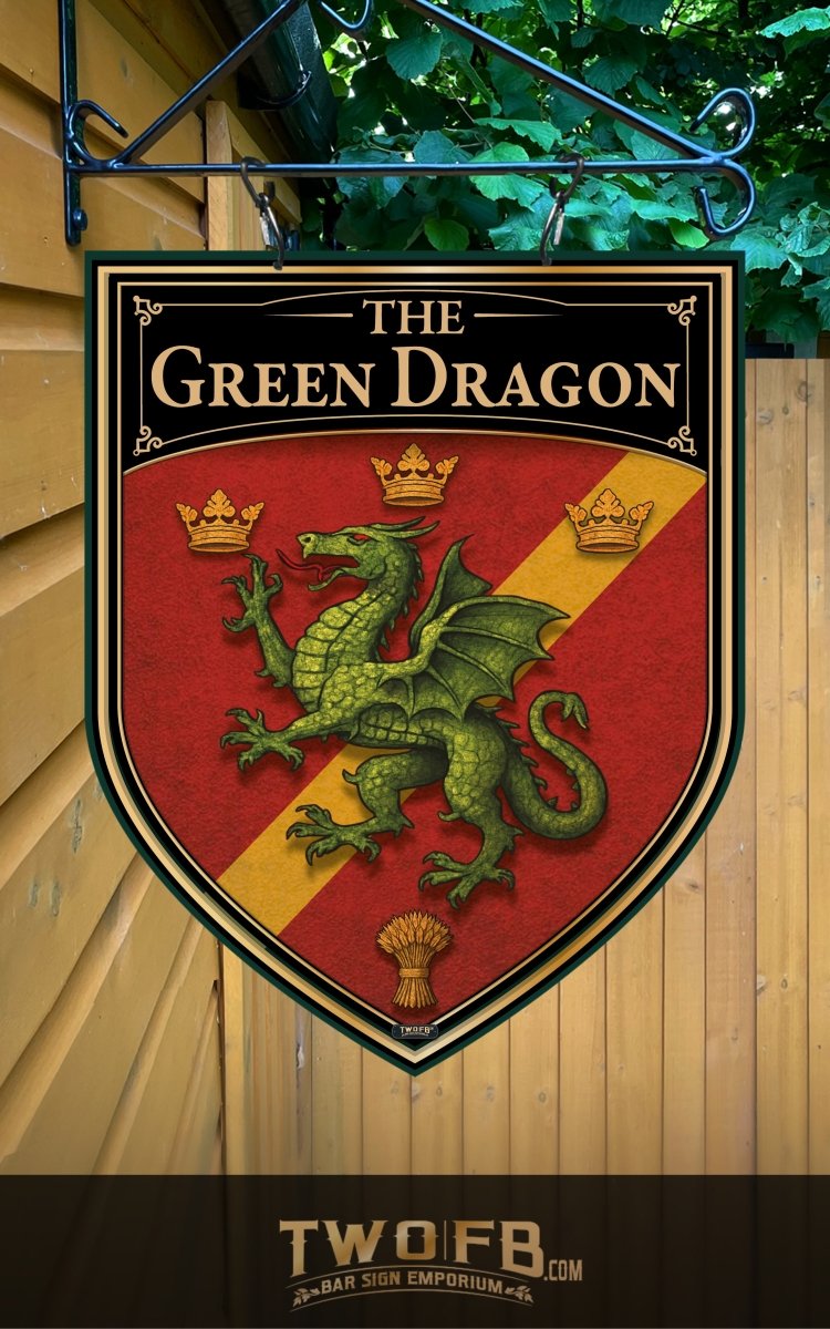 Green Dragon Inn | Personalised Home Bar Sign | Pub Signage Custom Signs from Two Fat Blokes Ltd signs for bars
