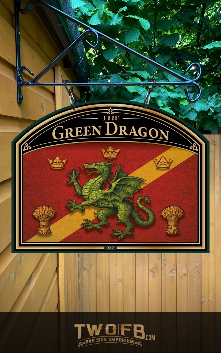 Green Dragon Inn | Personalised Home Bar Sign | Pub Signage Custom Signs from Two Fat Blokes Ltd signs for bars