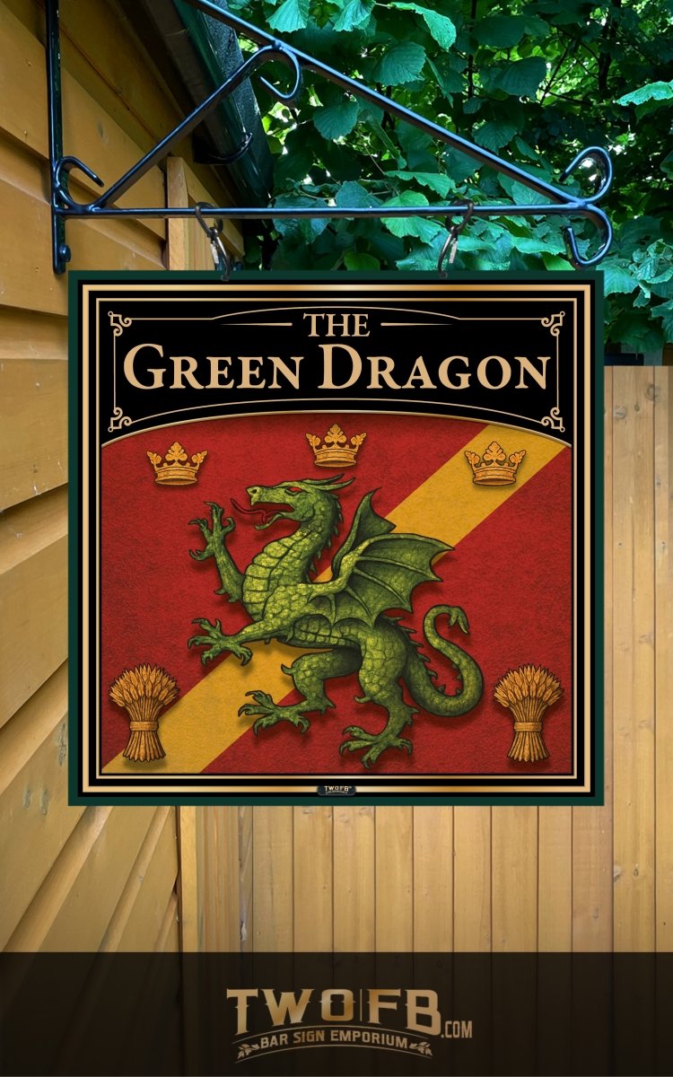 Green Dragon Inn | Personalised Home Bar Sign | Pub Signage Custom Signs from Two Fat Blokes Ltd signs for bars