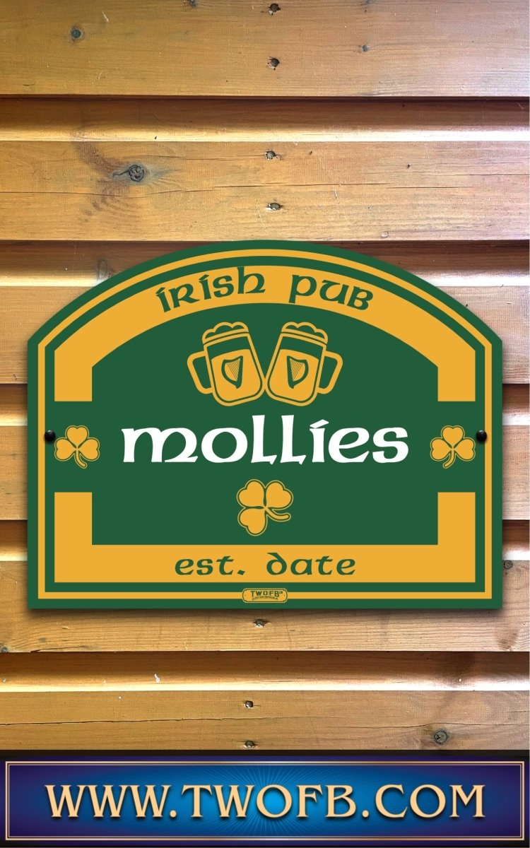 Mollies Irish Pub Sign | Personalised Pub Sign | Hanging Pub Signs Custom Signs from Two Fat Blokes Ltd signs for bars
