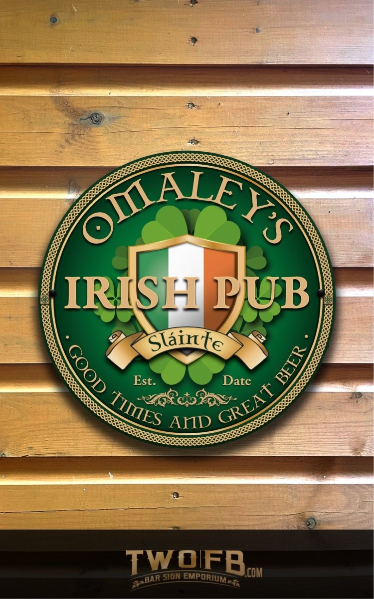O'Maley's Irish Pub Sign | Personalised Pub Sign | Hanging Pub Signs Custom Signs from Two Fat Blokes Ltd signs for bars