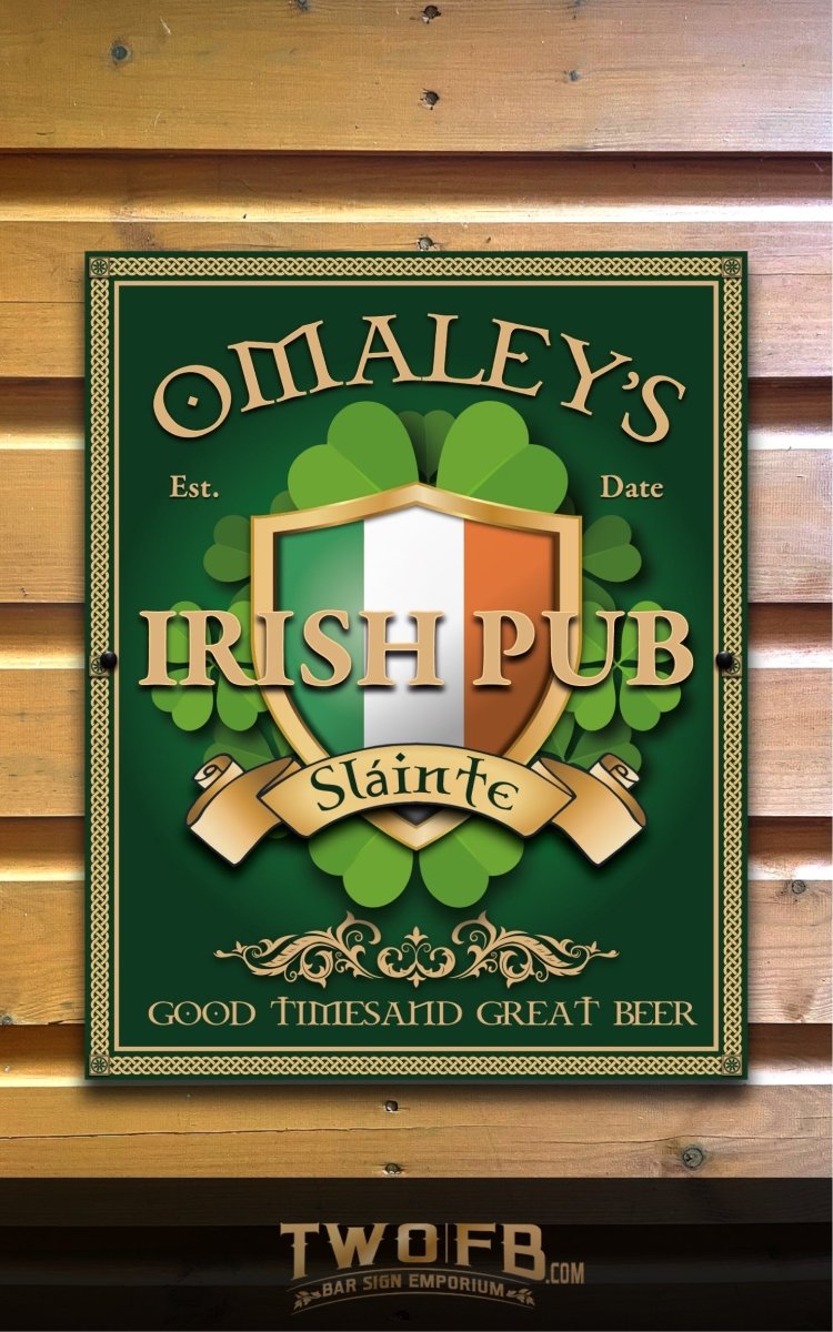 O'Maley's Irish Pub Sign | Personalised Pub Sign | Hanging Pub Signs Custom Signs from Two Fat Blokes Ltd signs for bars
