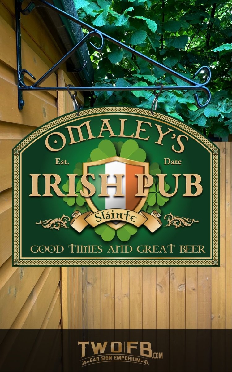 O'Maley's Irish Pub Sign | Personalised Pub Sign | Hanging Pub Signs Custom Signs from Two Fat Blokes Ltd signs for bars