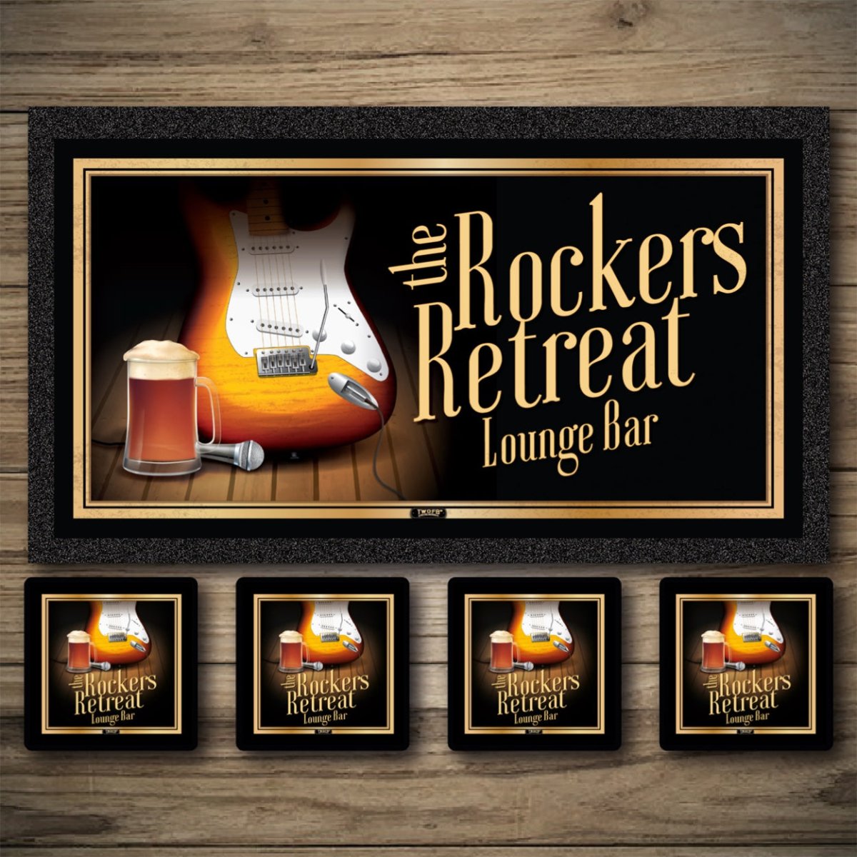 Personalised Bar Mats | Drip Mat | Custom Bar Runner | Rockers Retreat Custom Signs from Two Fat Blokes Ltd signs for bars