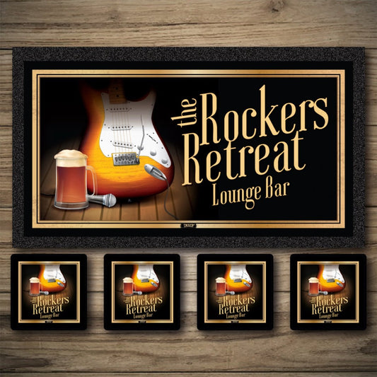 Personalised Bar Mats | Drip Mat | Custom Bar Runner | Rockers Retreat Custom Signs from Two Fat Blokes Ltd signs for bars
