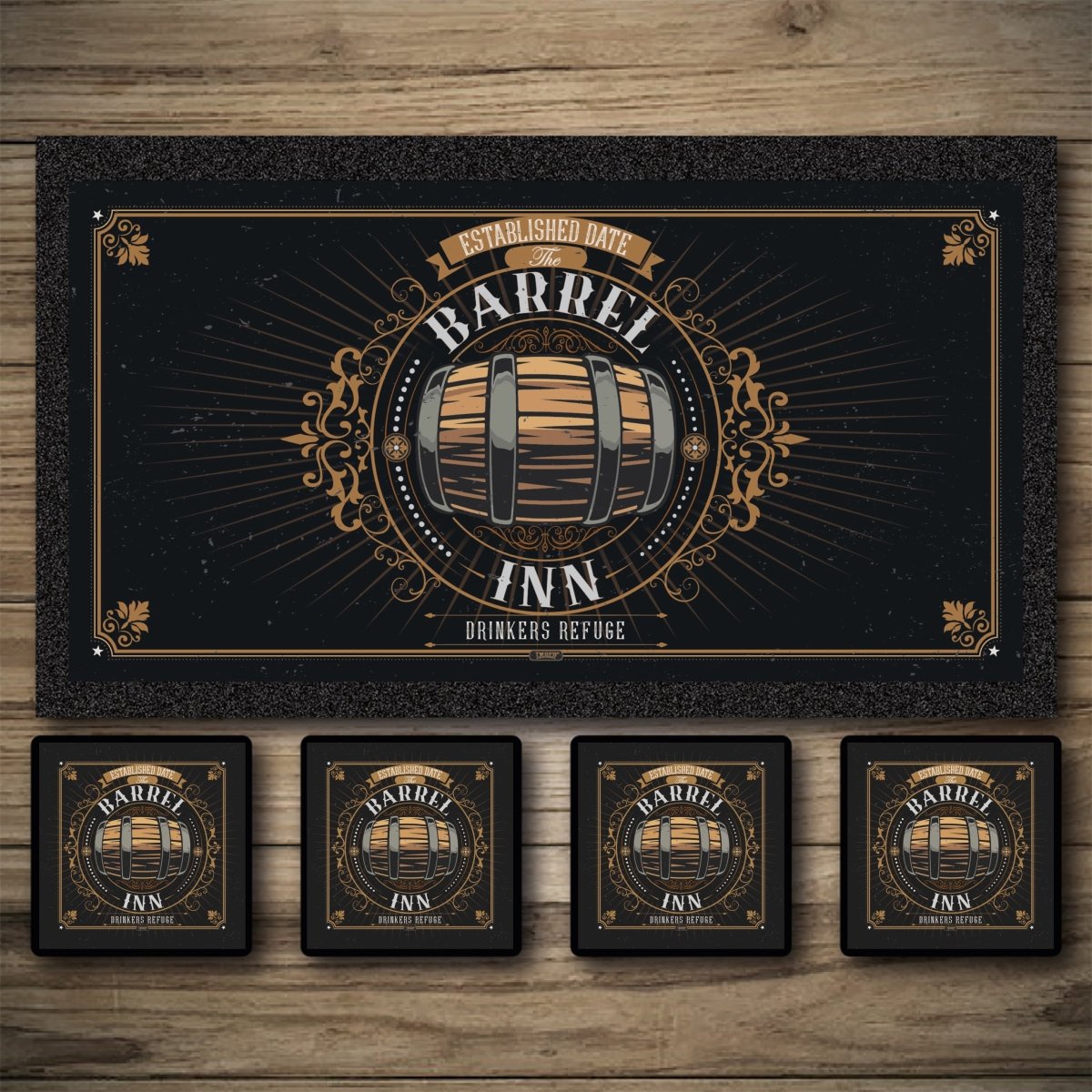Personalised Bar Mats | Drip Mats | Custom Bar Runners | Barrel Inn Custom Signs from Two Fat Blokes Ltd signs for bars