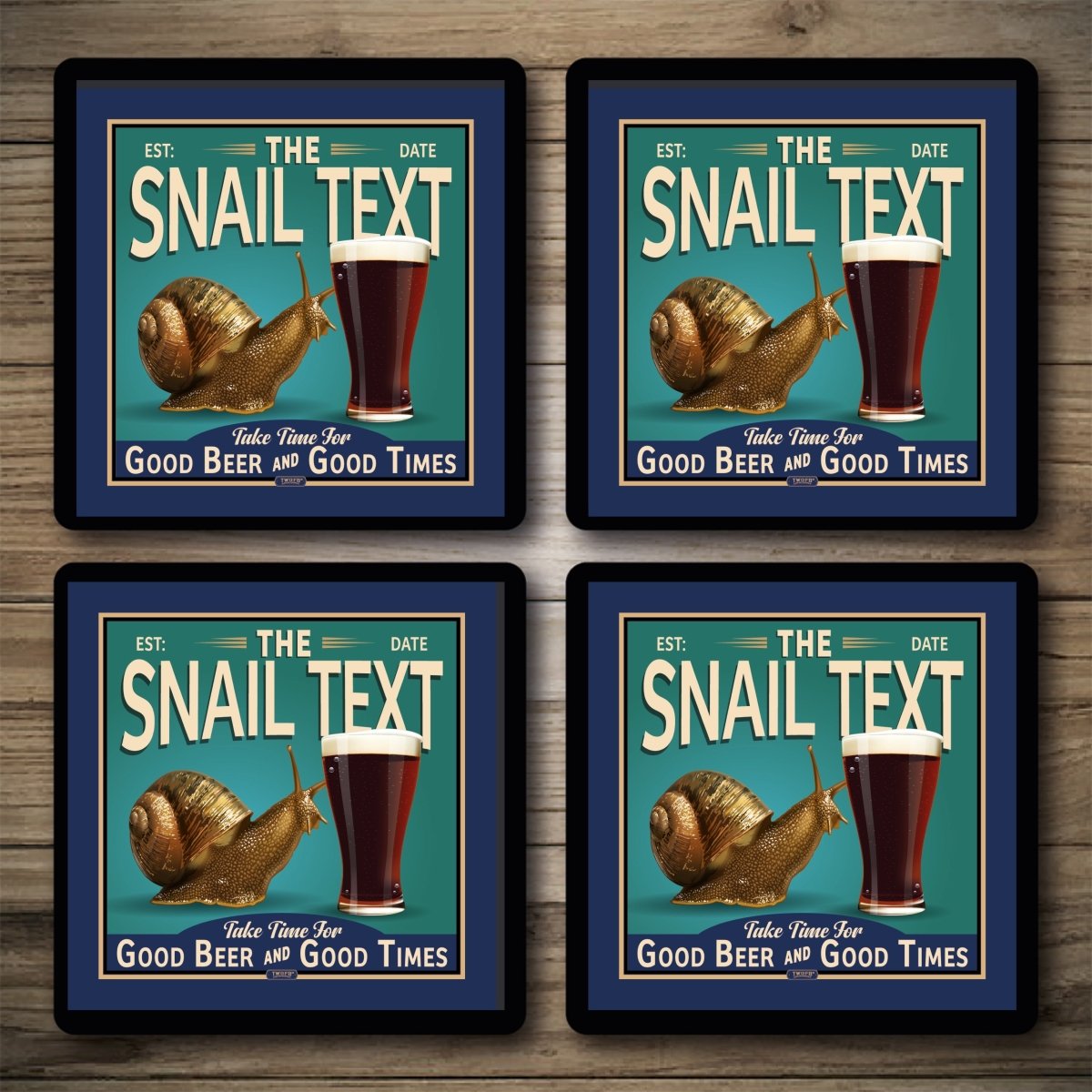 Personalised Bar Mats | Drip Mats | Custom Bar Runners | Boozy Snail Custom Signs from Two Fat Blokes Ltd signs for bars