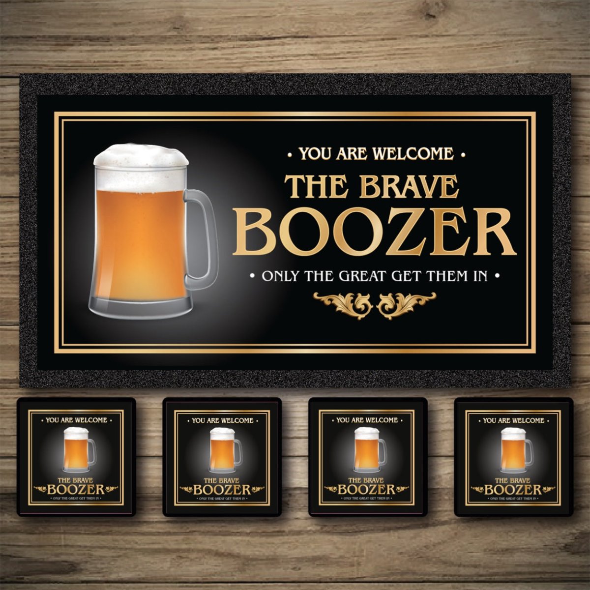 Personalised Bar Mats | Drip Mats | Custom Bar Runners | Brave Boozer Custom Signs from Two Fat Blokes Ltd signs for bars