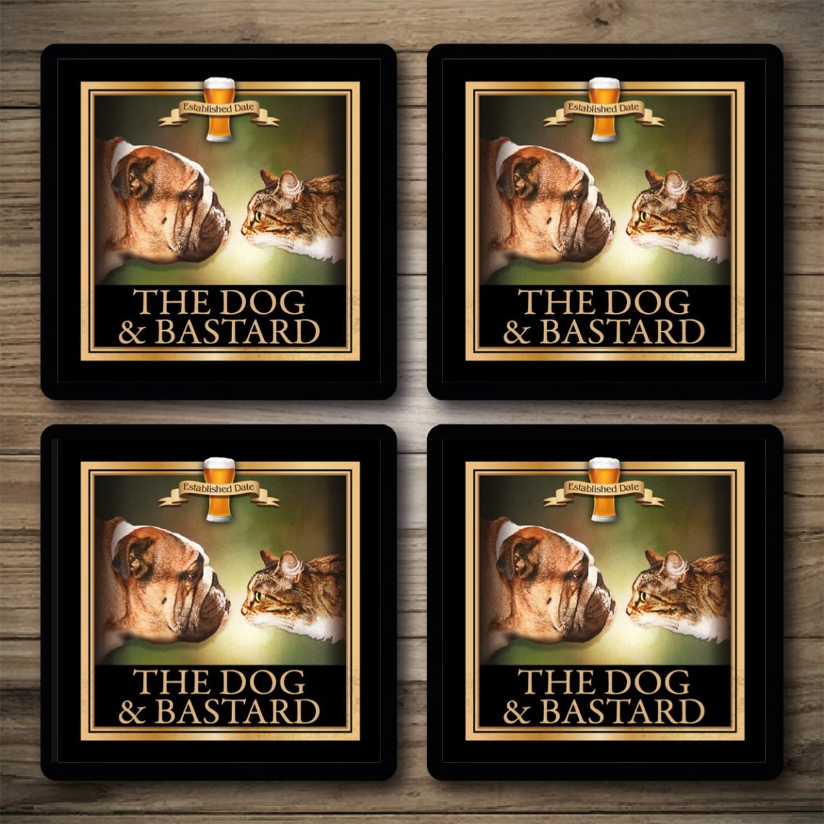Personalised Bar Mats | Drip Mats | Custom Bar Runners | Dog & Bastard Custom Signs from Two Fat Blokes Ltd signs for bars