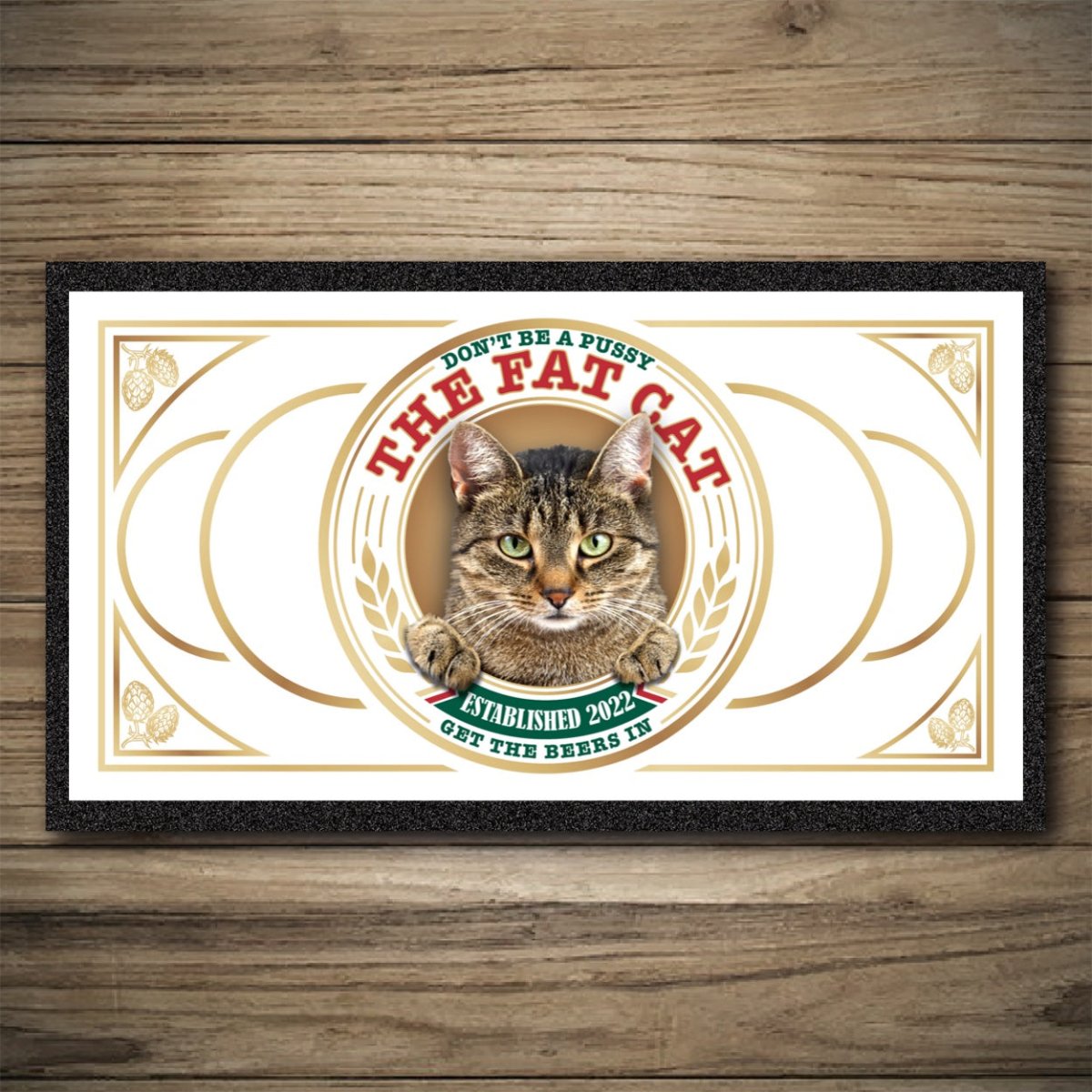 Personalised Bar Mats | Drip Mats | Custom Bar Runners | Fat Cat Custom Signs from Two Fat Blokes Ltd signs for bars