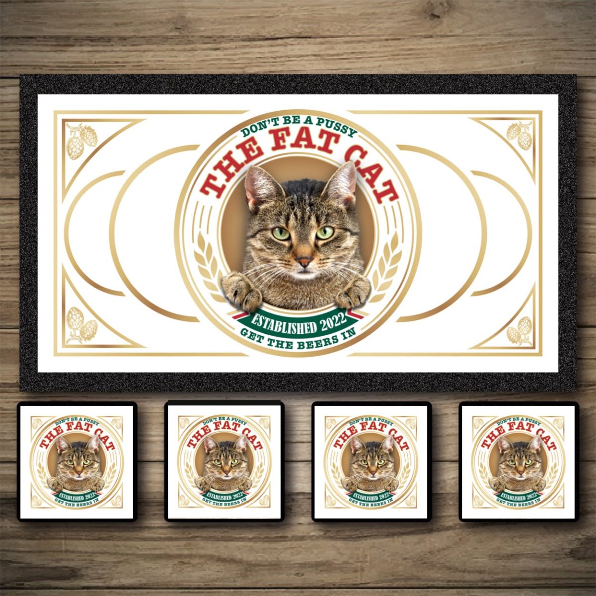 Personalised Bar Mats | Drip Mats | Custom Bar Runners | Fat Cat Custom Signs from Two Fat Blokes Ltd signs for bars