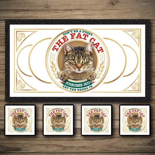 Personalised Bar Mats | Drip Mats | Custom Bar Runners | Fat Cat Custom Signs from Two Fat Blokes Ltd signs for bars