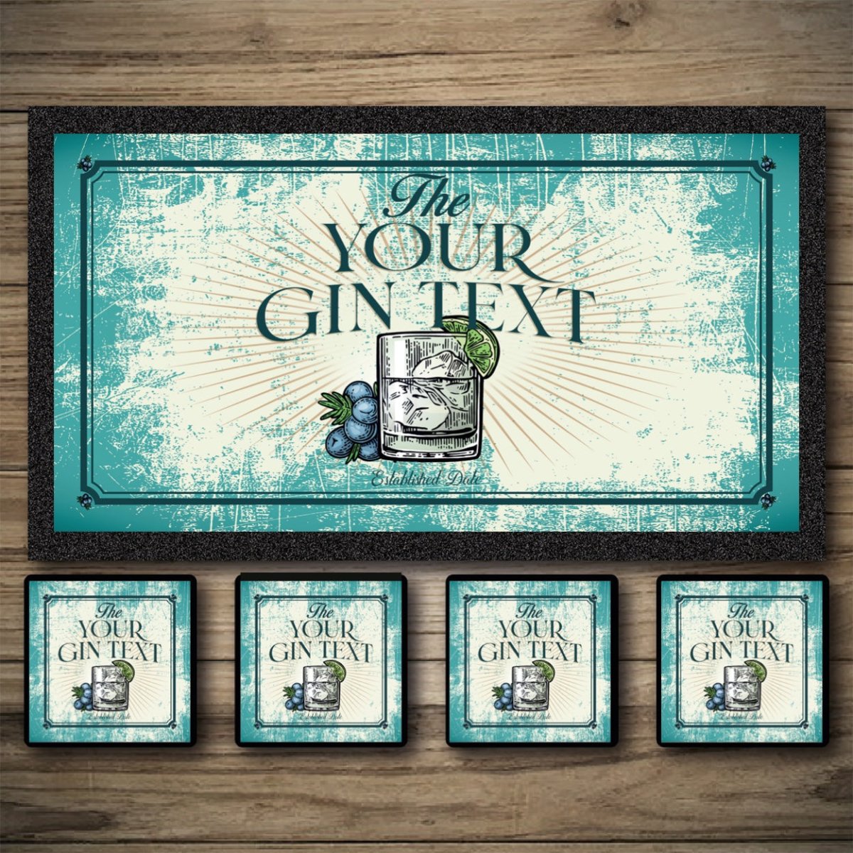 Personalised Bar Mats | Drip Mats | Custom Bar Runners | Garden Gin Bar Custom Signs from Two Fat Blokes Ltd signs for bars