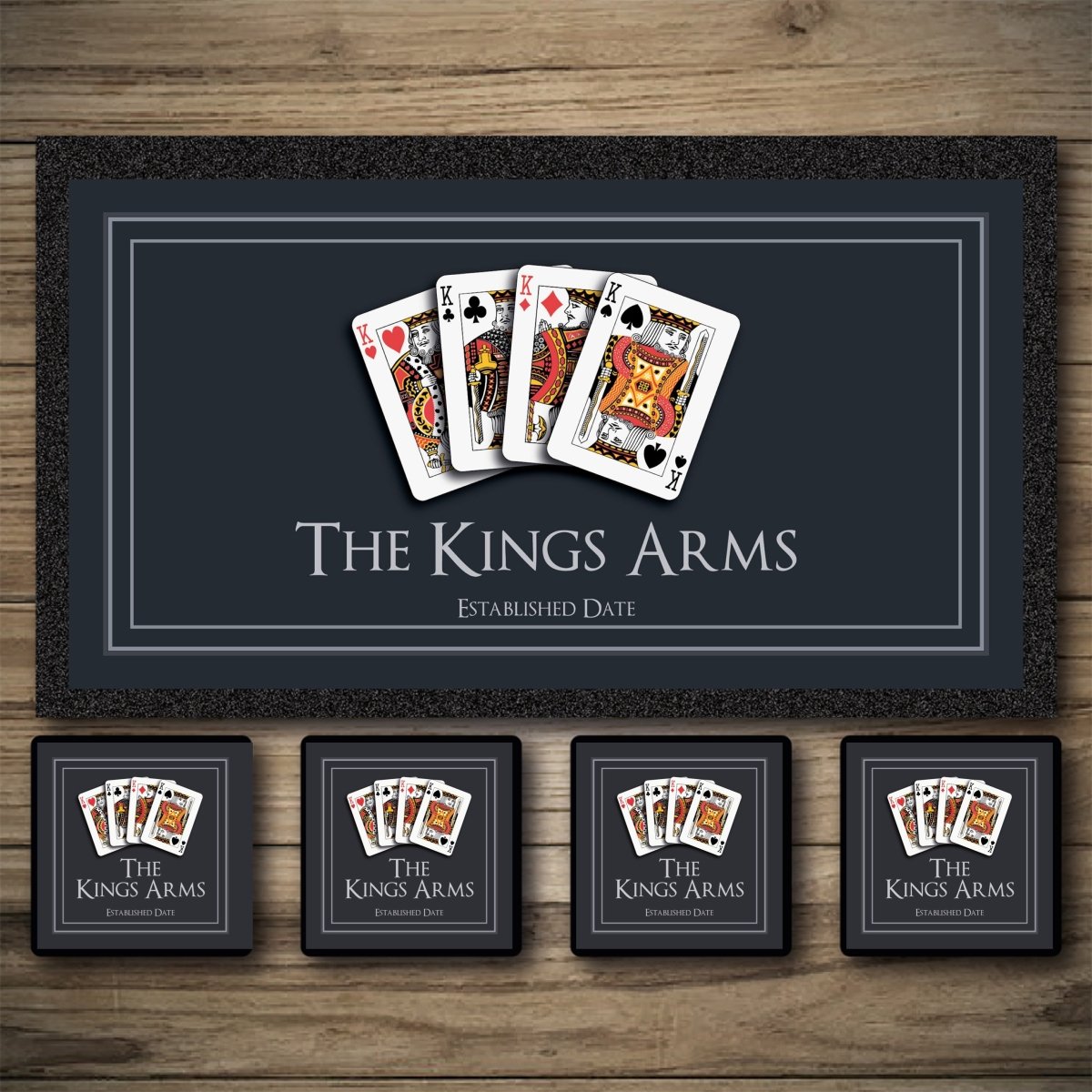 Personalised Bar Mats | Drip Mats | Custom Bar Runners | Kings Arms Custom Signs from Two Fat Blokes Ltd signs for bars