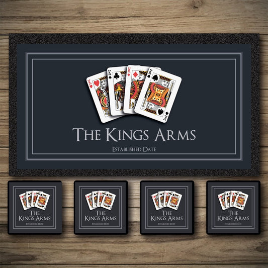 Personalised Bar Mats | Drip Mats | Custom Bar Runners | Kings Arms Custom Signs from Two Fat Blokes Ltd signs for bars