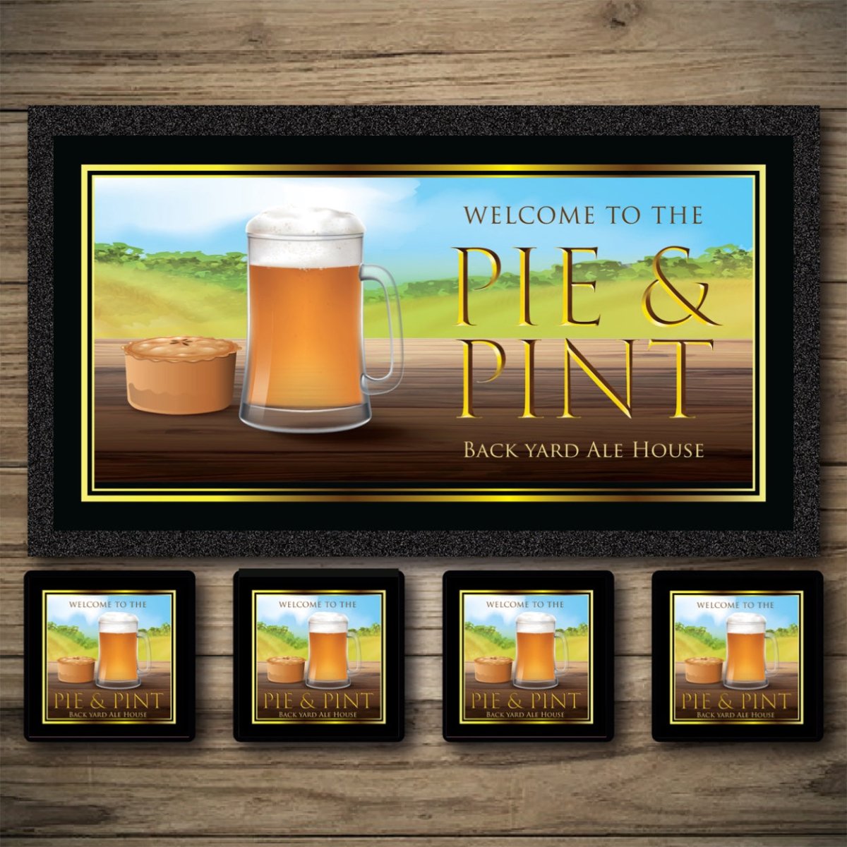 Personalised Bar Mats | Drip Mats | Custom Bar Runners | Pie & Pint Custom Signs from Two Fat Blokes Ltd signs for bars