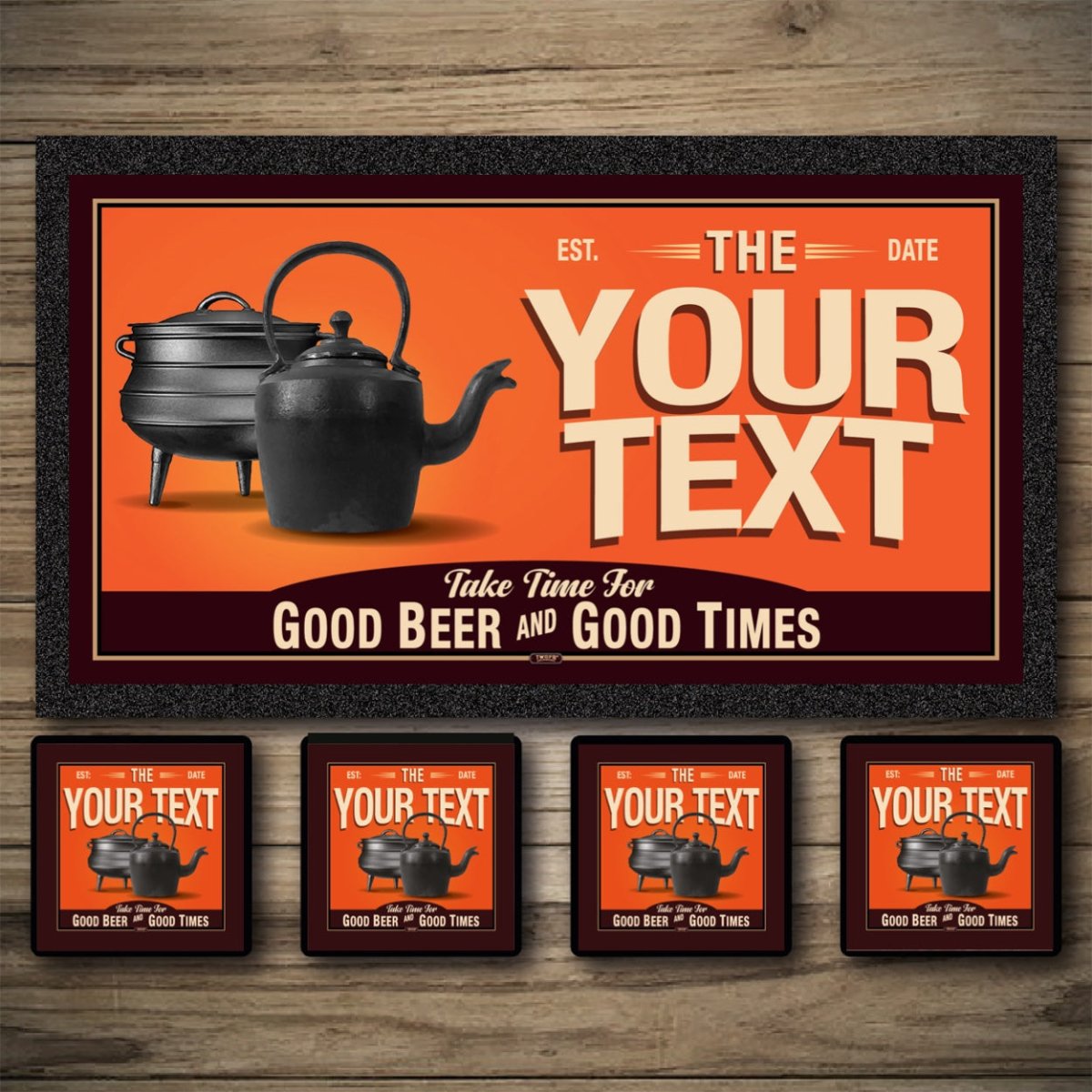 Personalised Bar Mats | Drip Mats | Custom Bar Runners | Pot & Kettle Custom Signs from Two Fat Blokes Ltd signs for bars
