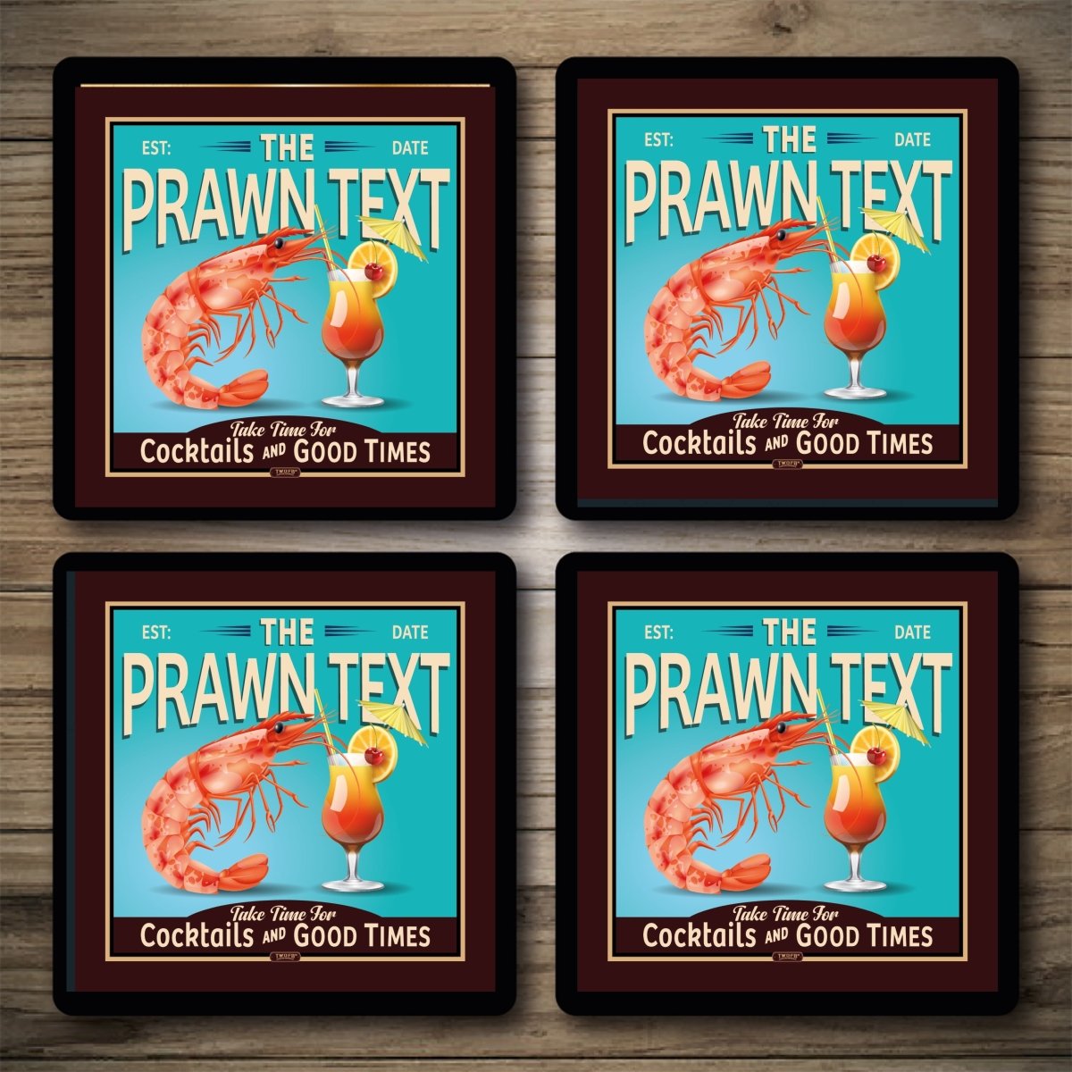 Personalised Bar Mats | Drip Mats | Custom Bar Runners | Prawn Cocktail Custom Signs from Two Fat Blokes Ltd signs for bars