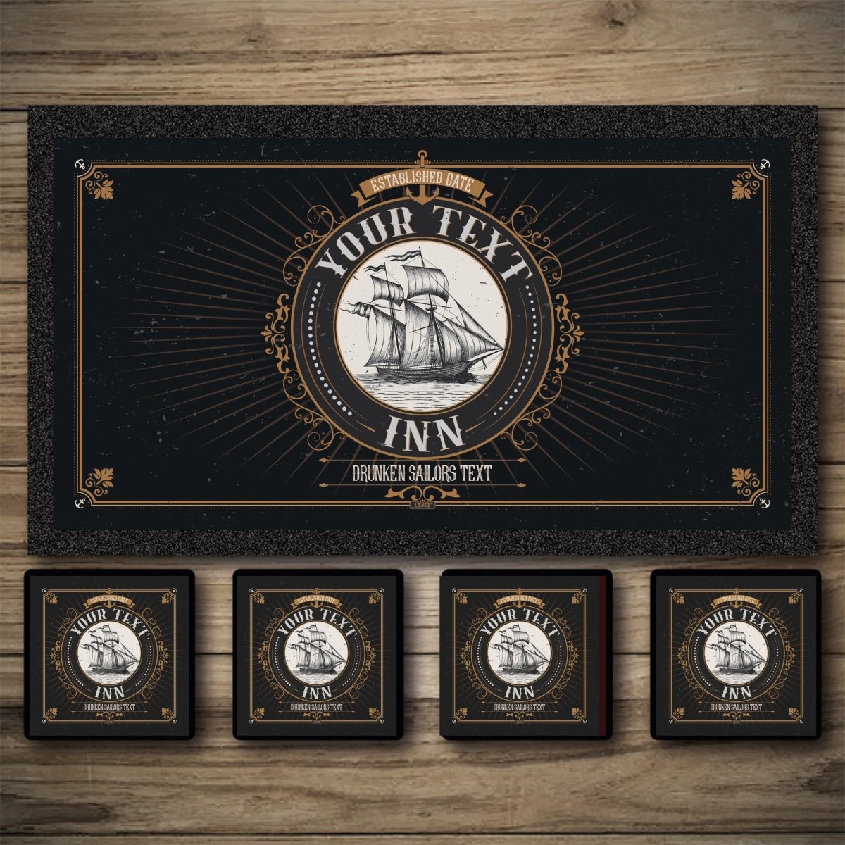 Personalised Bar Mats | Drip Mats | Custom Bar Runners | Ship Inn Custom Signs from Two Fat Blokes Ltd signs for bars