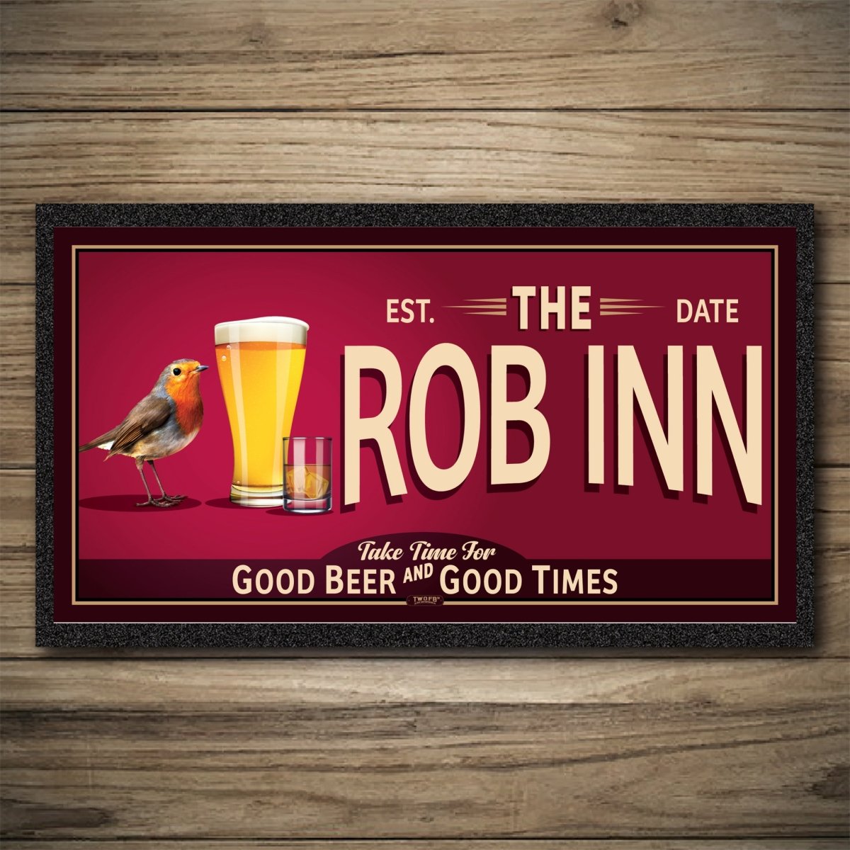 Personalised Bar Mats | Drip Mats | Custom Bar Runners | The Rob Inn Custom Signs from Two Fat Blokes Ltd signs for bars