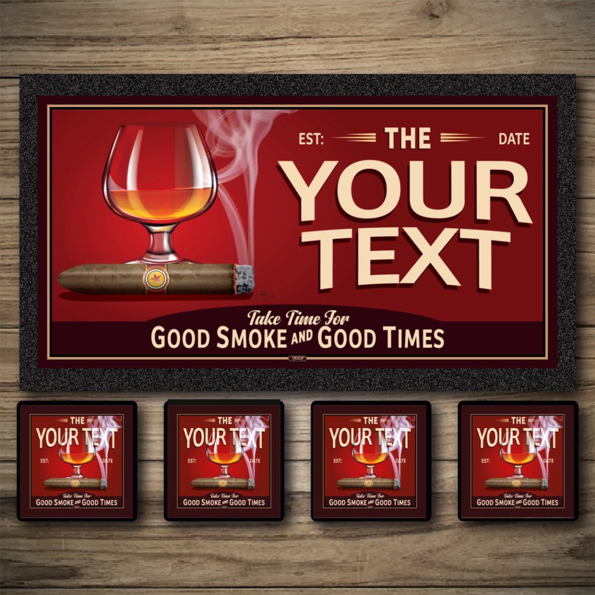 Personalised Bar Mats | Drip Mats | Custom Bar Runners | The Smoke Inn Custom Signs from Two Fat Blokes Ltd signs for bars