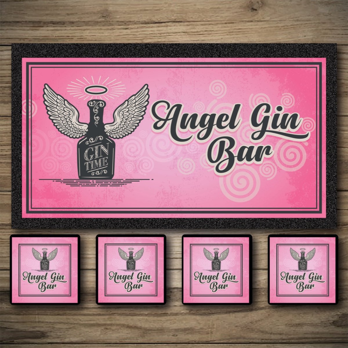 Personalised Bar Mats | Gin Bar Signs | Custom Bar Runners | Gin Angel Custom Signs from Two Fat Blokes Ltd signs for bars
